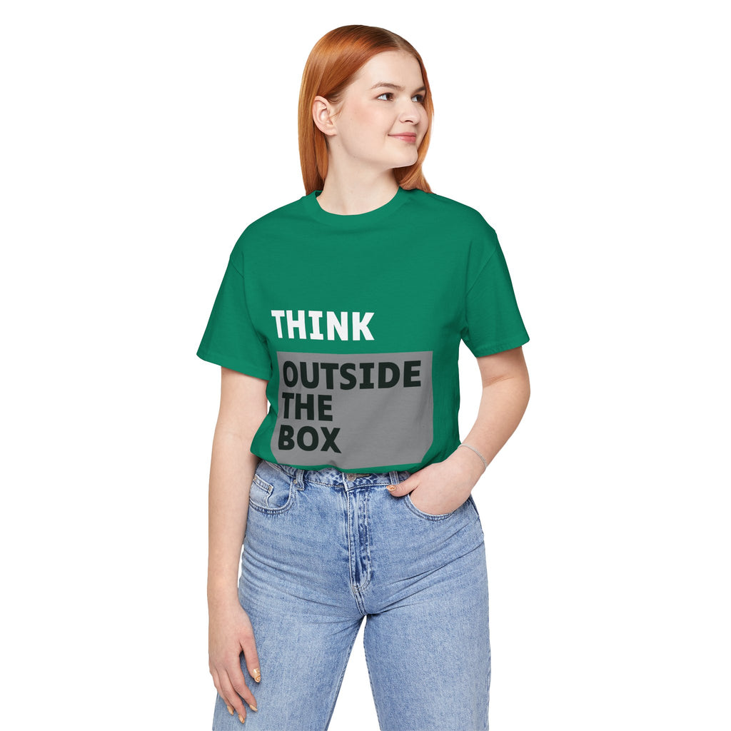 Think Outside the Box Unisex Tee, Short Sleeve T-shirt, Unique Design Shirt, Creative Tee, Unisex Graphic Tee
