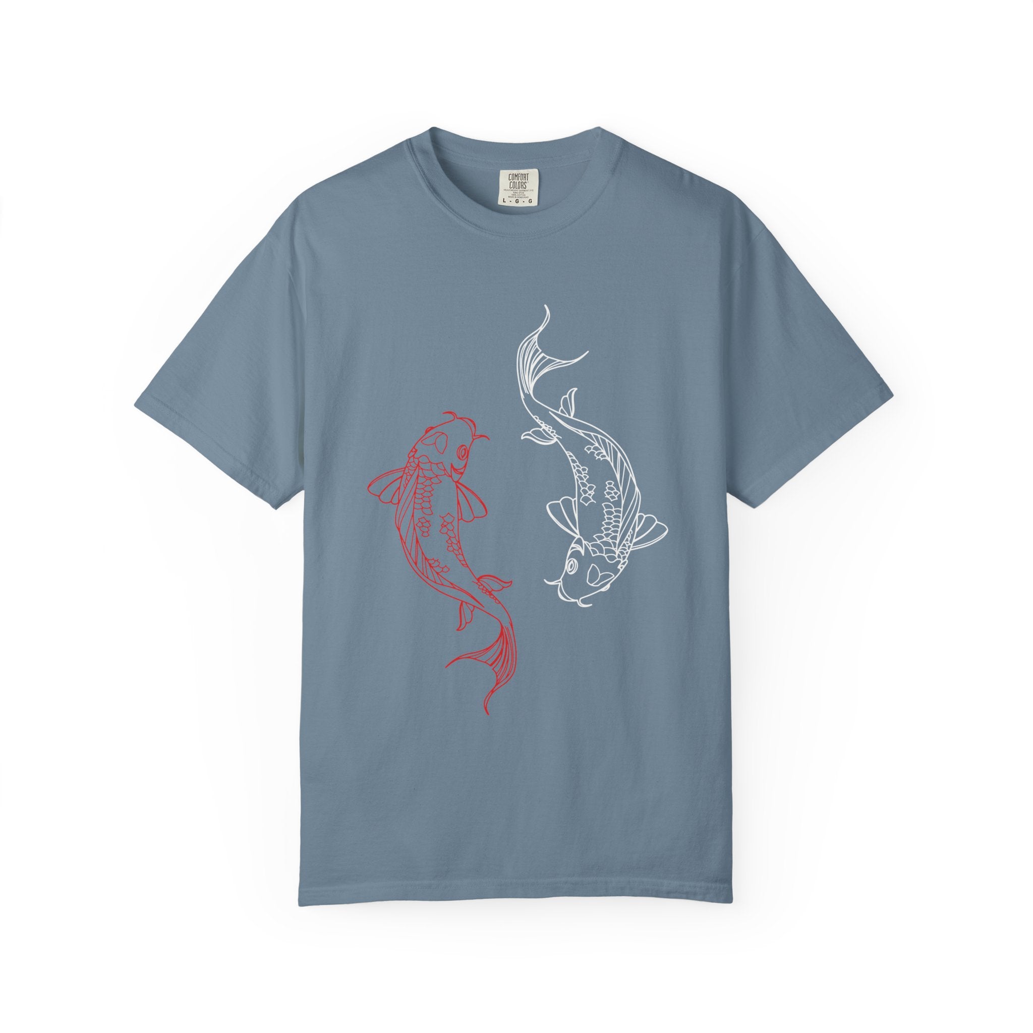 Koi Fish Garment-Dyed T-shirt, Unisex Tee, Casual Wear, Nature Lover Gift, Birthday Present, Relaxed Fit T-Shirt