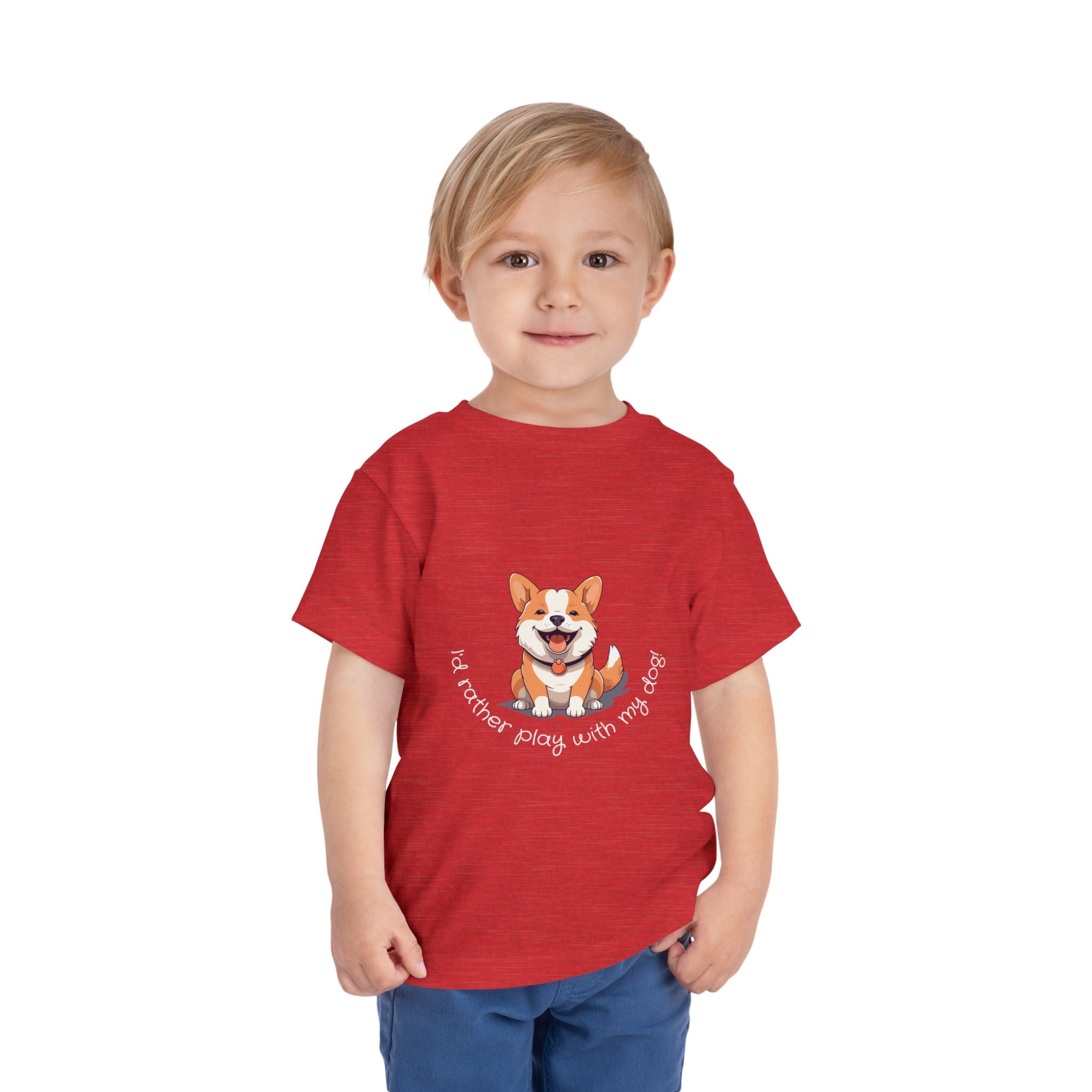 Cute Dog Lover Toddler Tee, I'd Rather Play with My Dog, Perfect for Dog Lovers, Birthday, Gift for Kids, Everyday Wear
