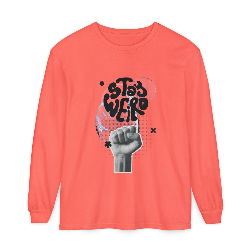 Unisex Long Sleeve T-Shirt with Stay Weird Graphic, Trendy Apparel, Casual Wear, Gift for Creative Souls, Summer Tee, Unique Style