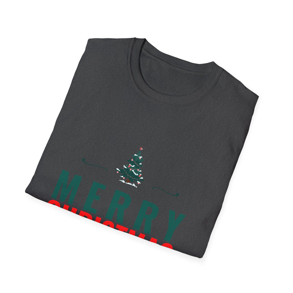 Merry Christmas Unisex Softstyle T-Shirt, Holiday T-Shirt, Christmas Apparel, Festive Tee, New Year Shirt, Gift for Him/Her