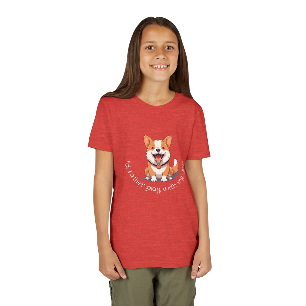 Youth Dog Lover Tee, Kids Corgi Shirt, Playful Dog T-Shirt, Pet Lover Gift, Children's Animal Apparel