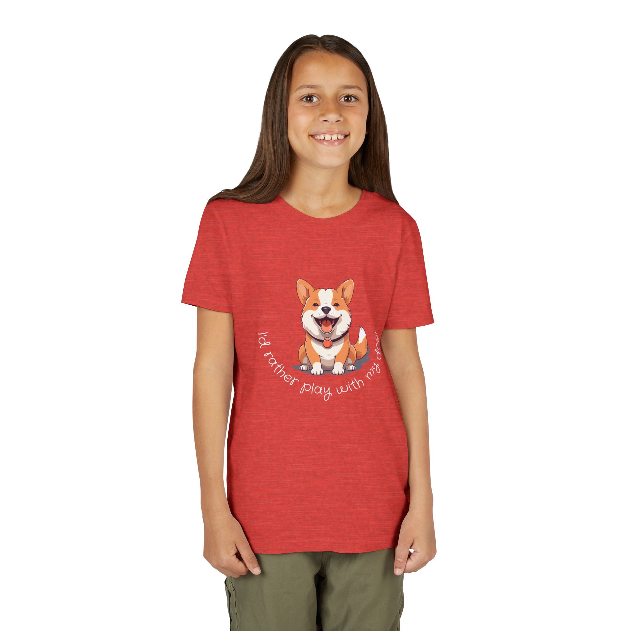 Youth Dog Lover Tee, Kids Corgi Shirt, Playful Dog T-Shirt, Pet Lover Gift, Children's Animal Apparel