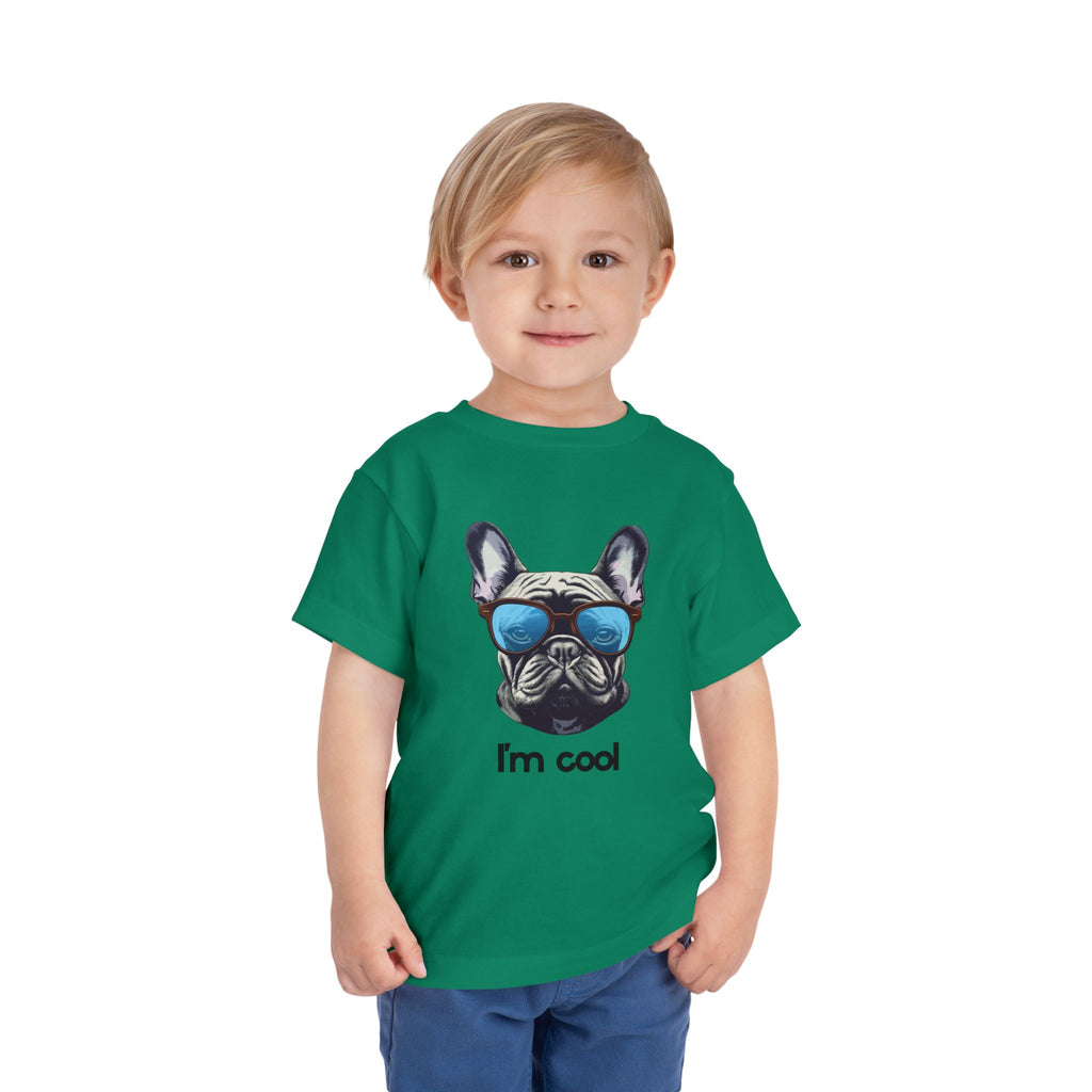 Cool French Bulldog Toddler Tee, I'm Cool Shirt, Kids Summer Tee, Pet Lover Gift, Cute Toddler Outfit