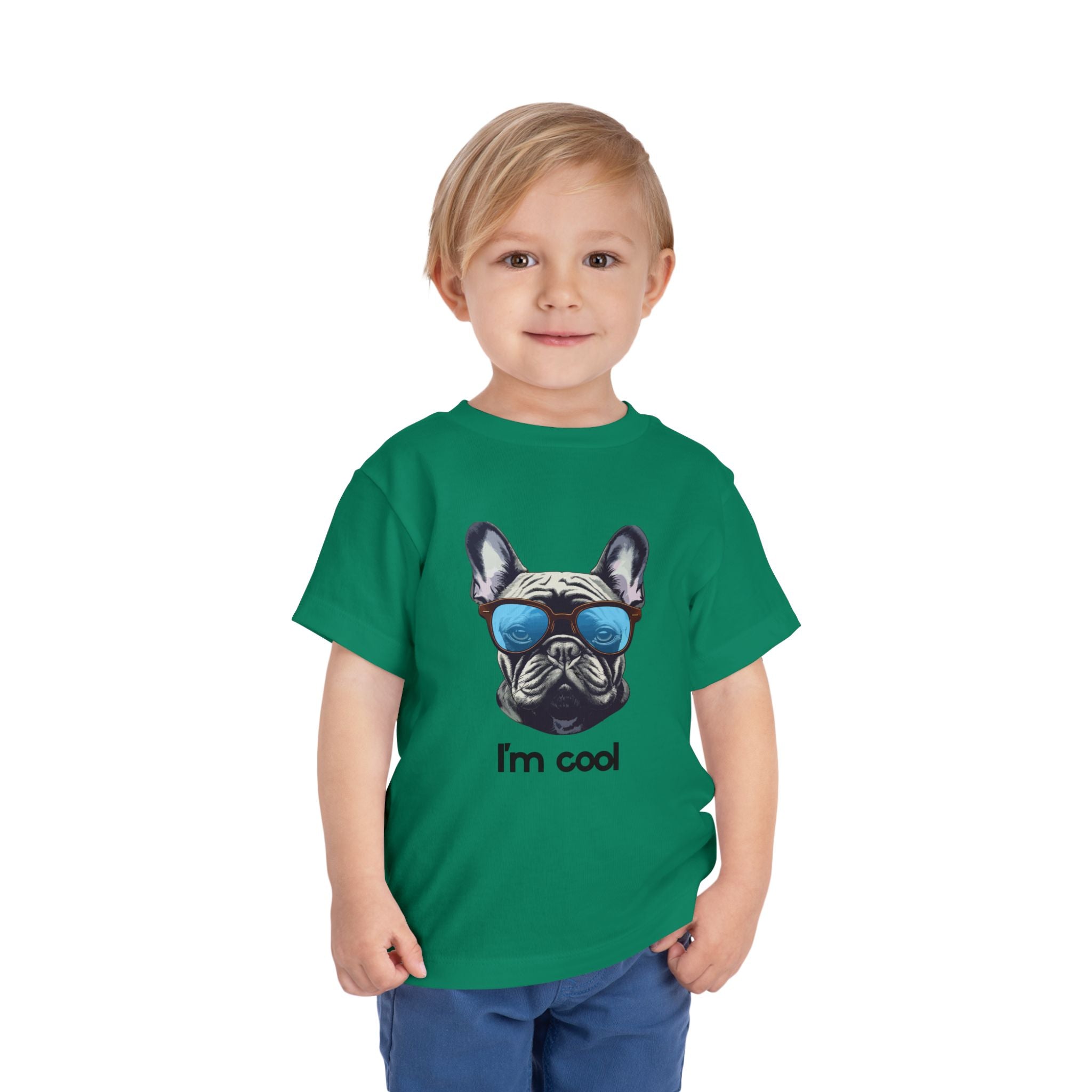 Cool French Bulldog Toddler Tee, I'm Cool Shirt, Kids Summer Tee, Pet Lover Gift, Cute Toddler Outfit