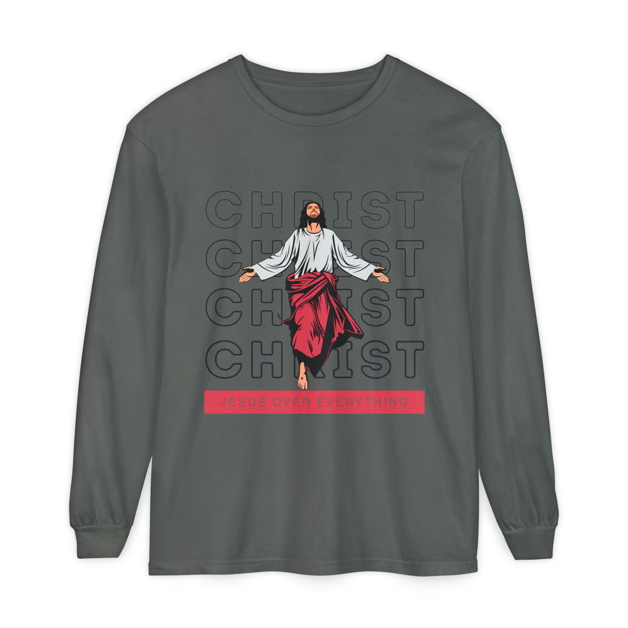 Unisex Long Sleeve T-Shirt - Jesus Over Everything, Christian Apparel, Faith-Based Gift, Spiritual Wear, Gospel Fashion