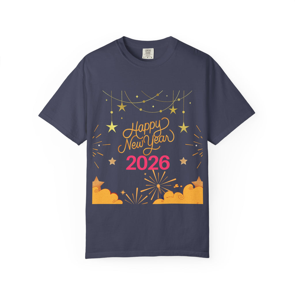 New Year Celebration T-Shirt | Unisex Garment-Dyed Tee with Happy New Year 2026 Design, Festive Apparel, Holiday Gift, Party Wear