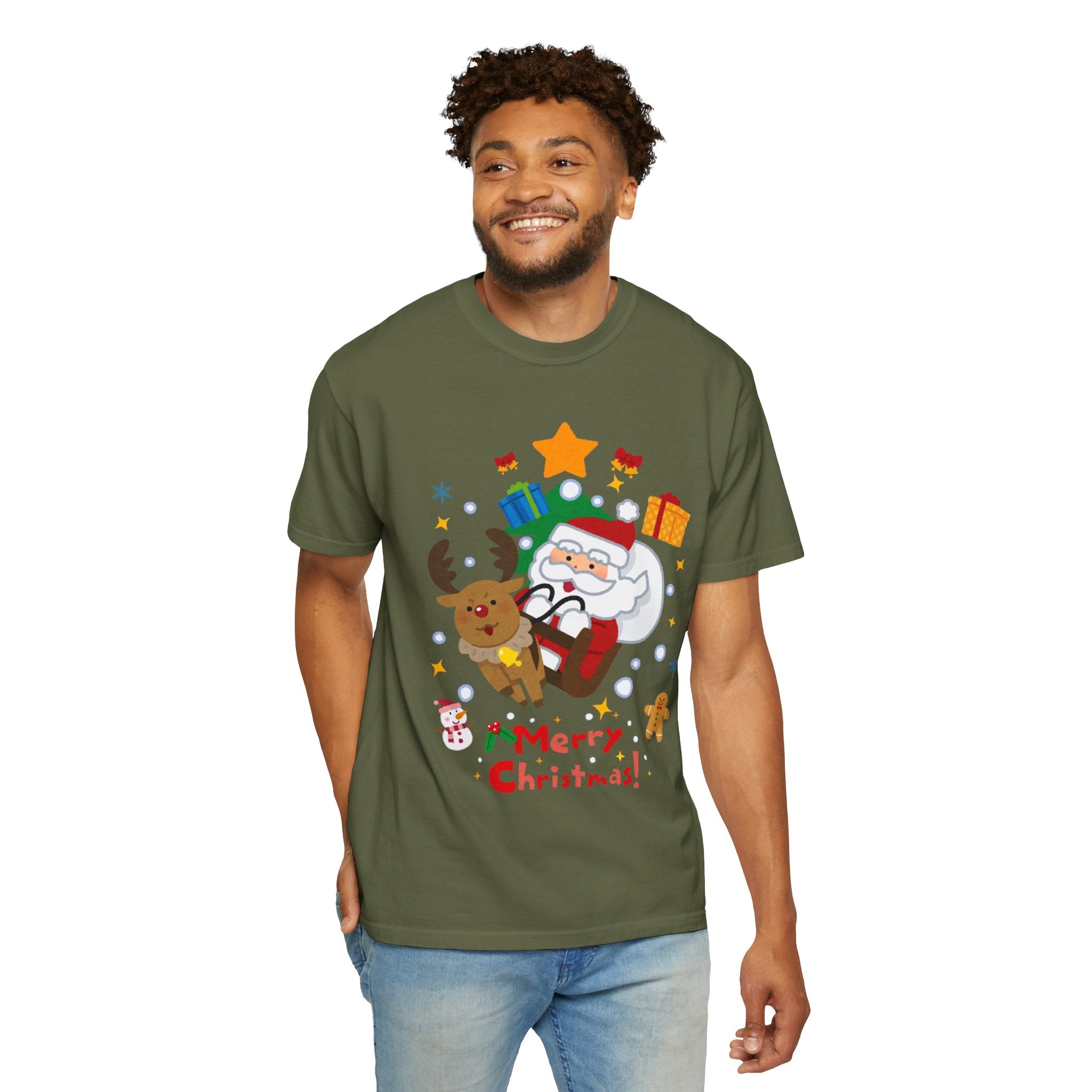 Festive Santa T-Shirt | Christmas Tee, Unisex Holiday Shirt, Merry Christmas Gift, Cute Design for Kids & Adults