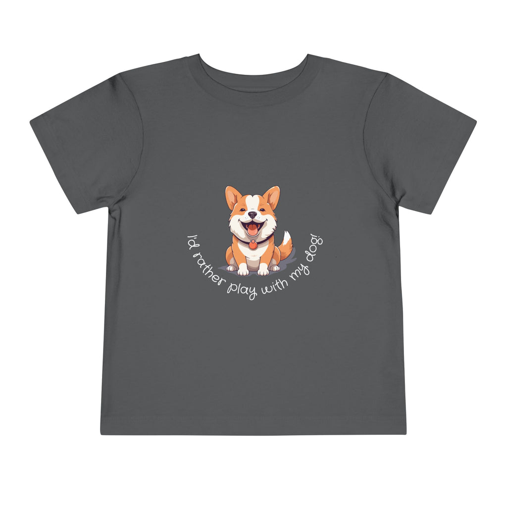 Cute Dog Lover Toddler Tee, I'd Rather Play with My Dog, Perfect for Dog Lovers, Birthday, Gift for Kids, Everyday Wear