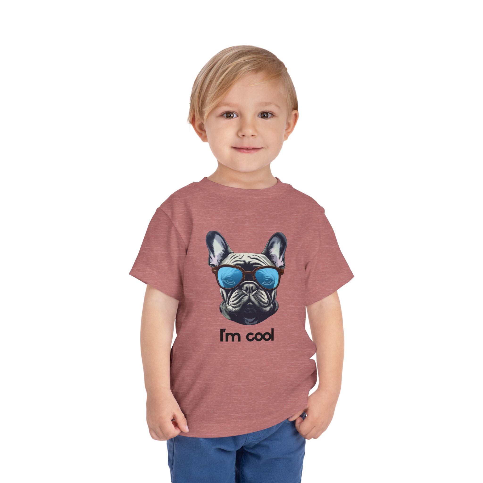 Cool French Bulldog Toddler Tee, I'm Cool Shirt, Kids Summer Tee, Pet Lover Gift, Cute Toddler Outfit