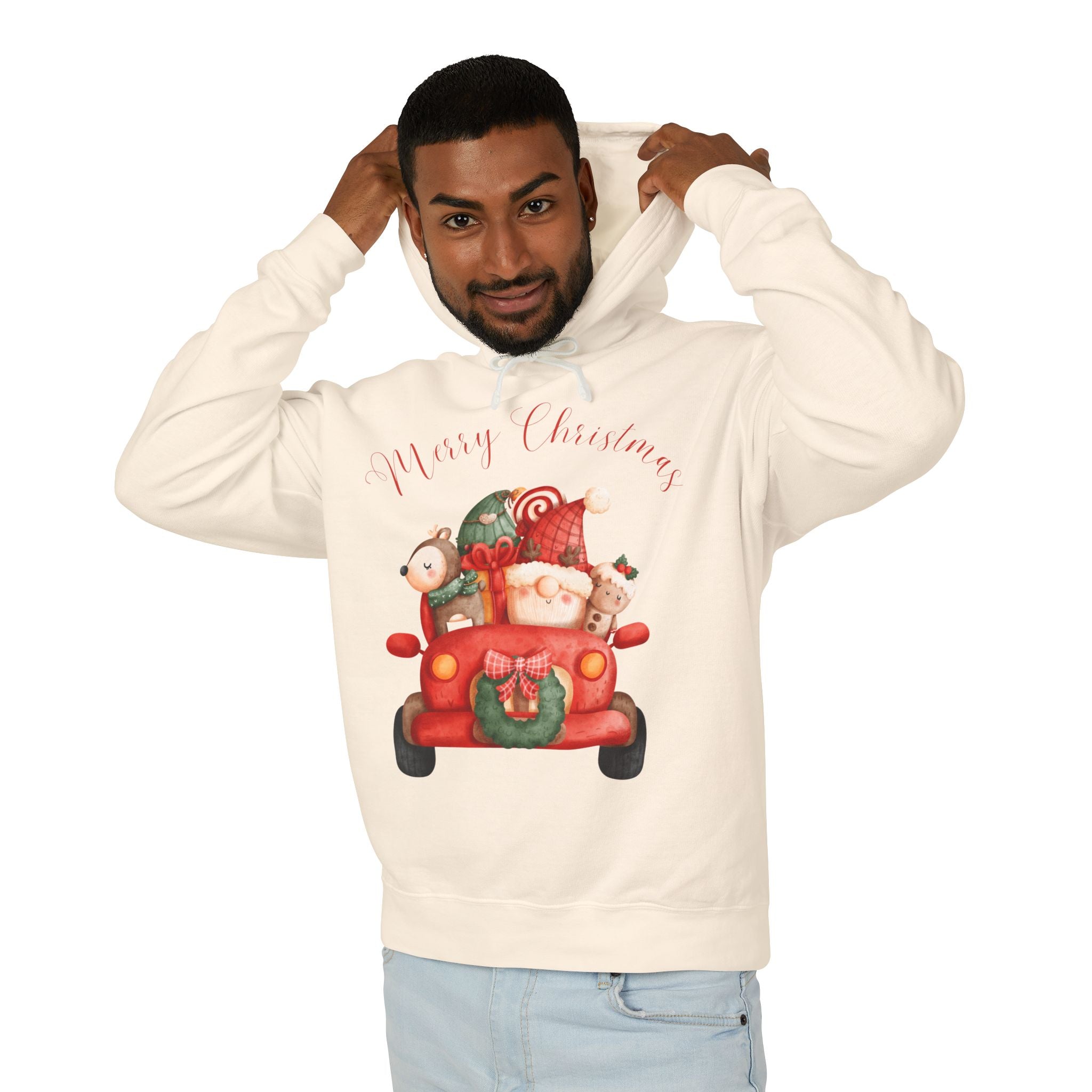 Merry Christmas Hoodie, Unisex Lightweight Sweatshirt, Holiday Gift, Cozy Christmas Sweatshirt, Festive Apparel, Christmas Outfit