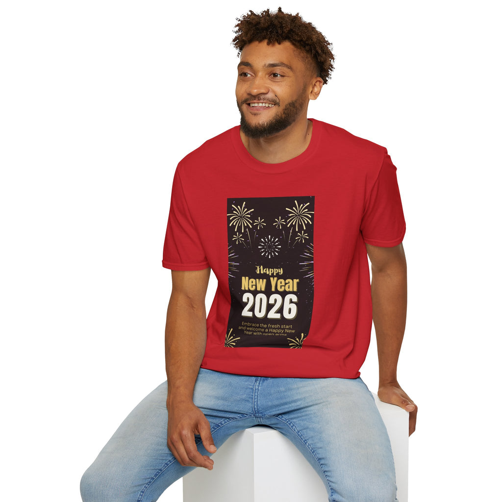 Happy New Year 2026 Unisex Softstyle T-Shirt, New Year Celebration Tee, Unisex Graphic Shirt, Festive Apparel, Holiday Gift