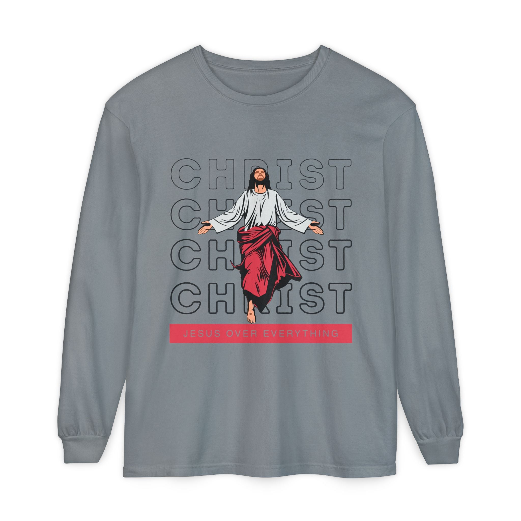 Unisex Long Sleeve T-Shirt - Jesus Over Everything, Christian Apparel, Faith-Based Gift, Spiritual Wear, Gospel Fashion
