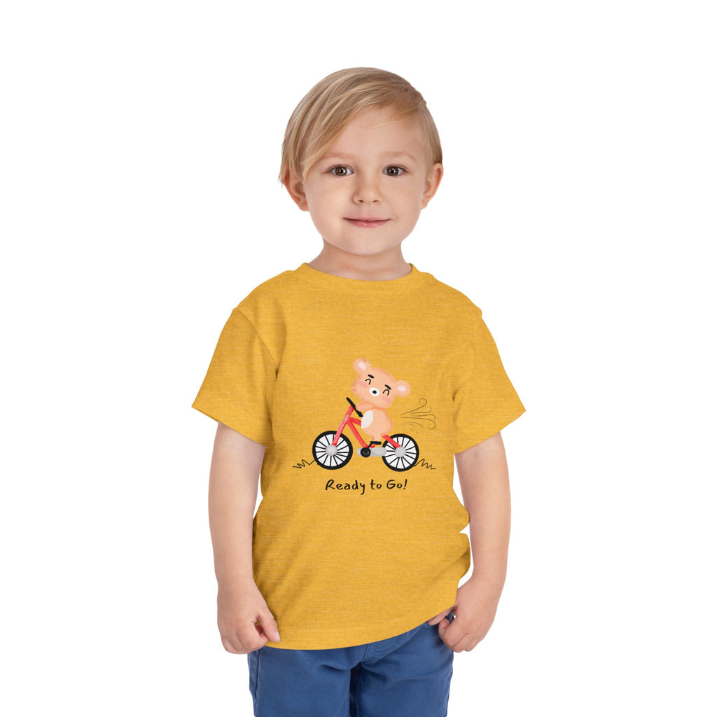 Cute Toddler Short Sleeve Tee - "Ready to Go!" Kids Shirt, Summer Outfit, Playful Apparel, Gift for Kids, Bicycle Design