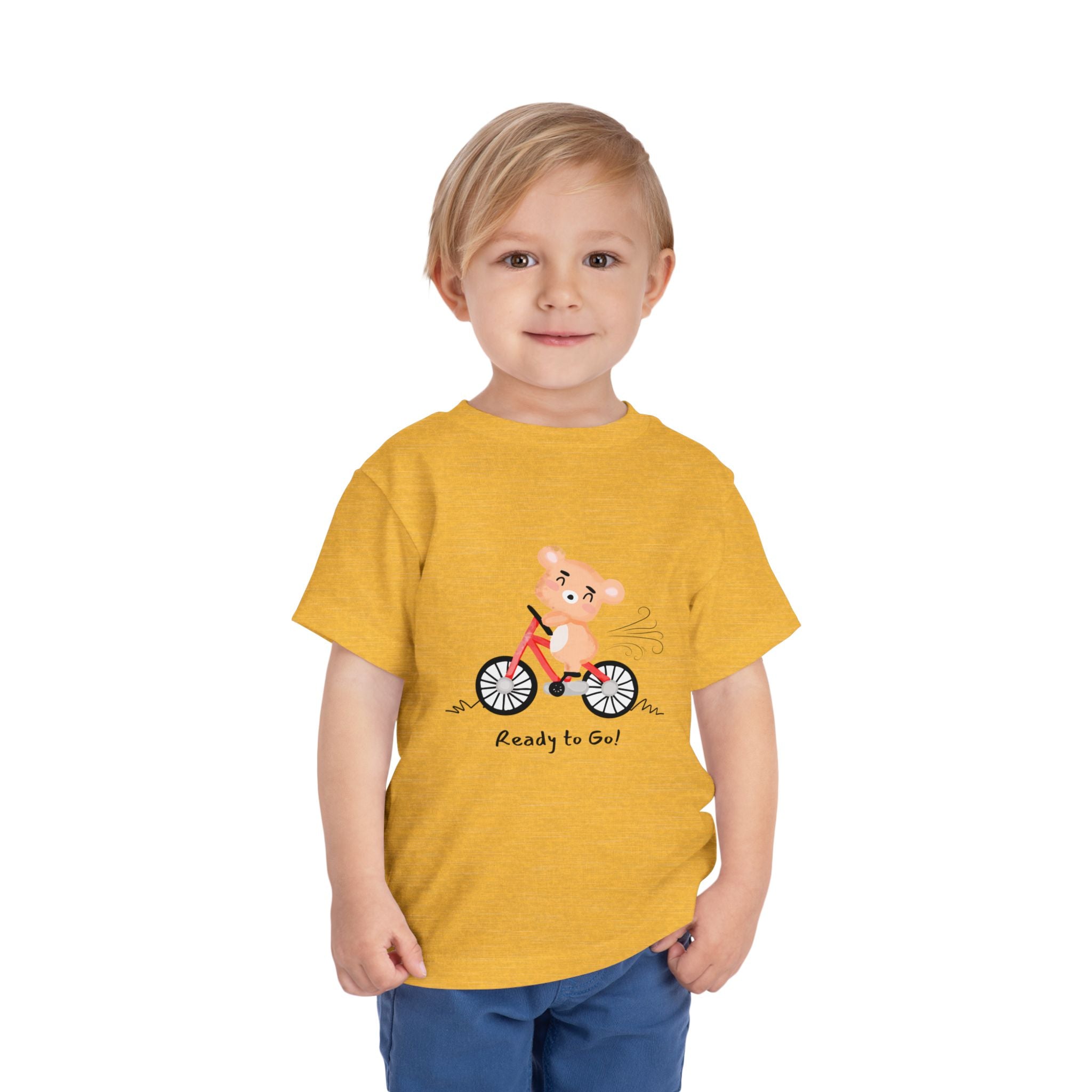 Cute Toddler Short Sleeve Tee - "Ready to Go!" Kids Shirt, Summer Outfit, Playful Apparel, Gift for Kids, Bicycle Design
