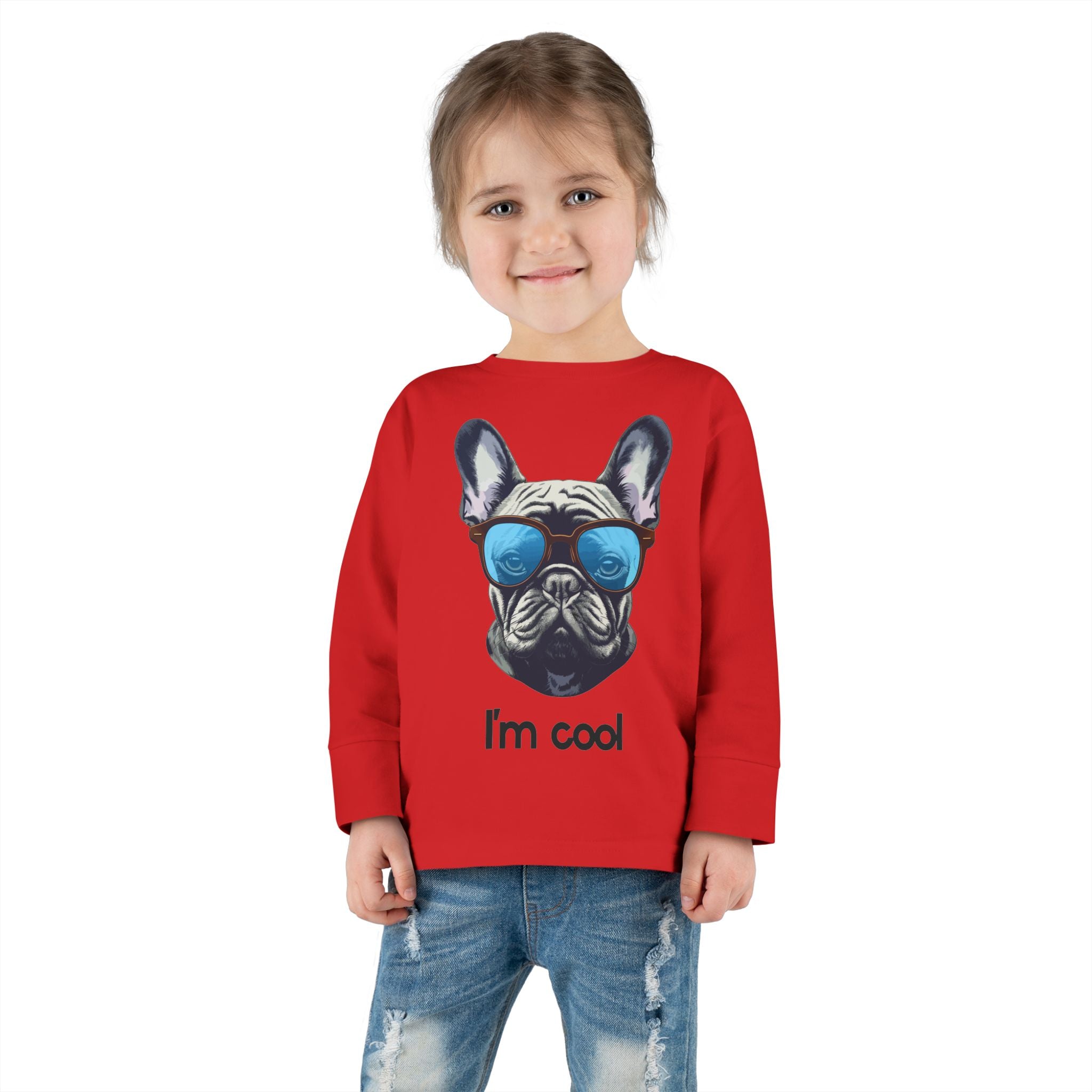 Cool Toddler Long Sleeve Tee with Fun Dog Design, Children's Gift, Playful Tee, Cute Apparel, Pet Lover Gift