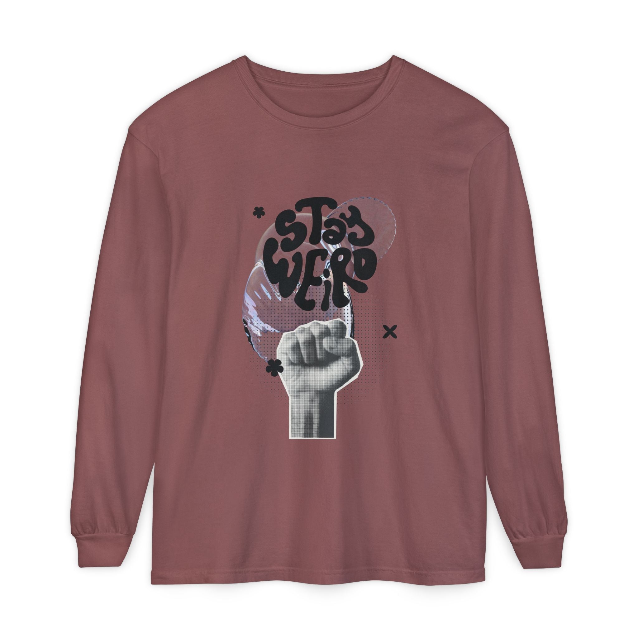 Unisex Long Sleeve T-Shirt with Stay Weird Graphic, Trendy Apparel, Casual Wear, Gift for Creative Souls, Summer Tee, Unique Style