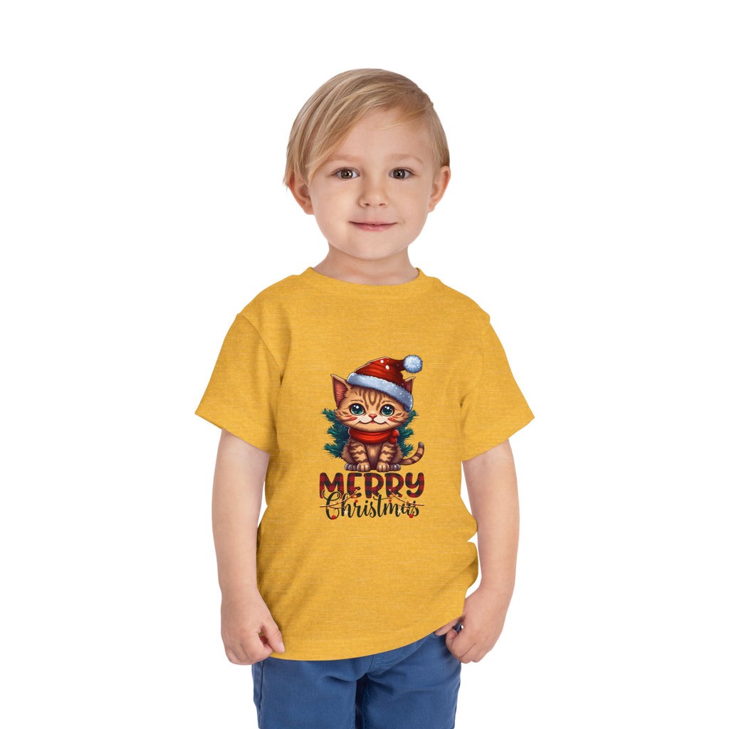 Cute Christmas Cat Tee for Toddlers, Holiday Shirt, Gift for Kids, Merry Christmas Tee, Fun Winter Wear, Festive Toddler Outfit