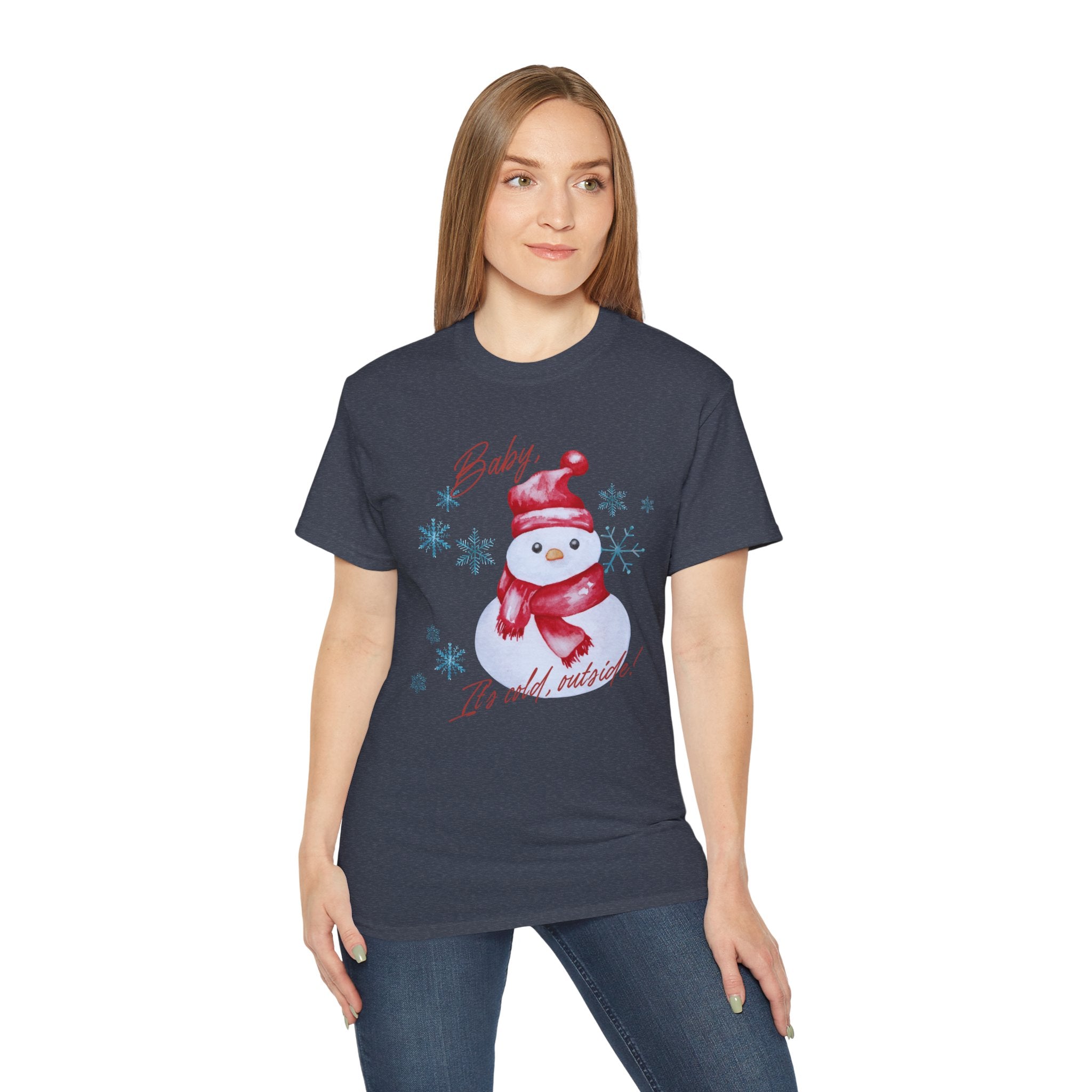 Winter Wonderland Snowman Tee, Unisex Cotton T-Shirt for Holiday Cheer, Christmas Party, Gift, Cozy Winter Apparel