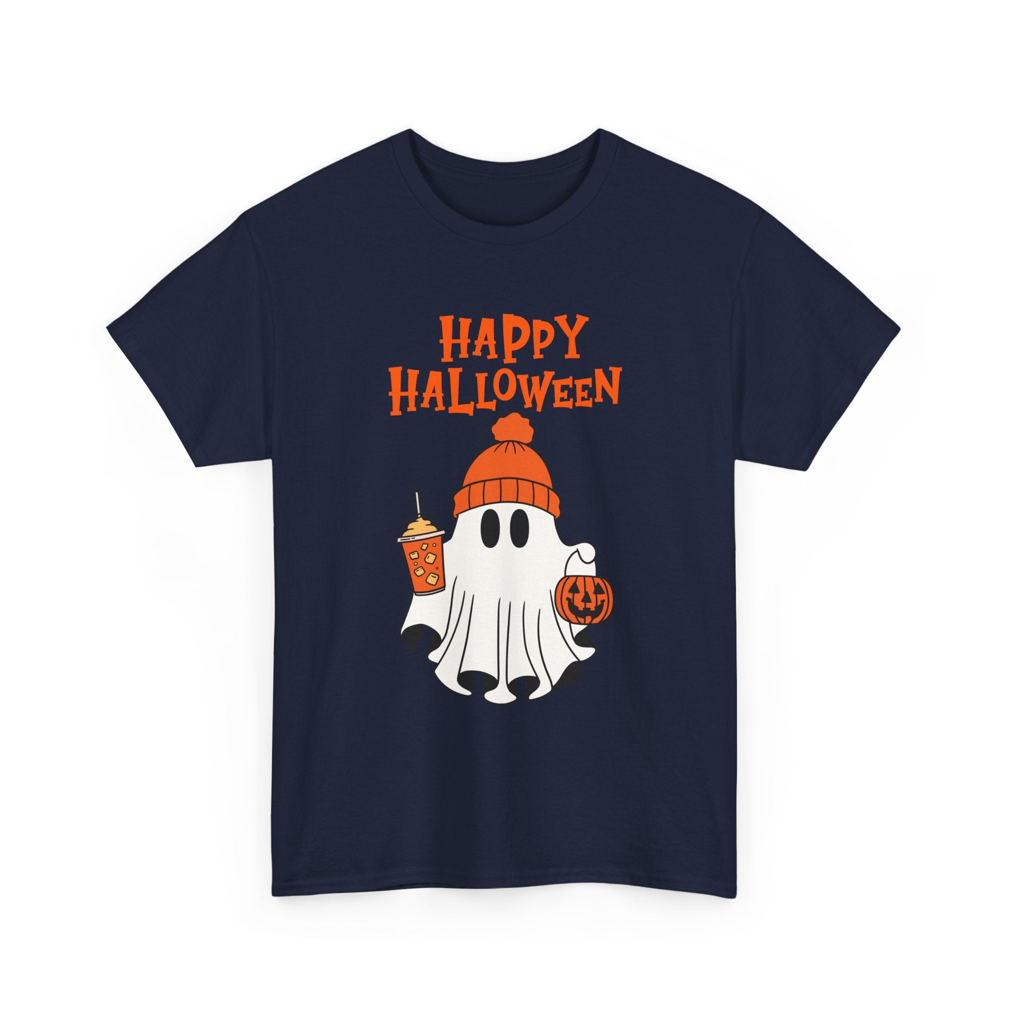 Happy Halloween Ghost Tee, Unisex Cotton T-Shirt, Halloween Apparel, Fall Fashion, Cute Halloween Gift, Ghost Tee