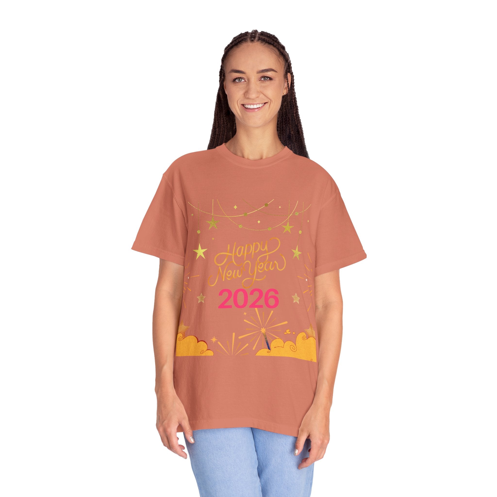 New Year Celebration T-Shirt | Unisex Garment-Dyed Tee with Happy New Year 2026 Design, Festive Apparel, Holiday Gift, Party Wear