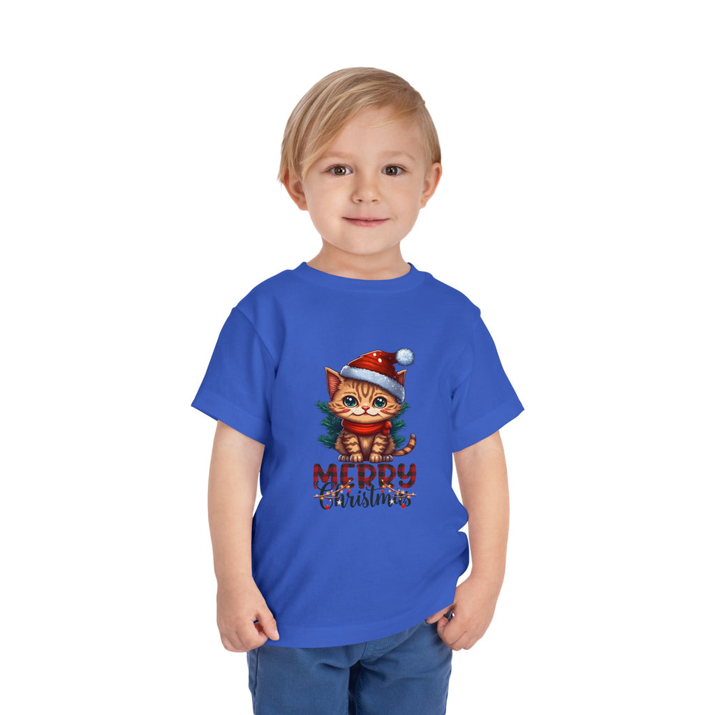 Cute Christmas Cat Tee for Toddlers, Holiday Shirt, Gift for Kids, Merry Christmas Tee, Fun Winter Wear, Festive Toddler Outfit