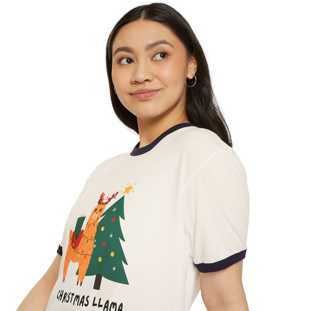 Festive Christmas Llama T-Shirt, Fun Holiday Tee, Unisex Gift, Cute Winter Apparel, Cozy Christmas Clothing, Seasonal Statement Shirt