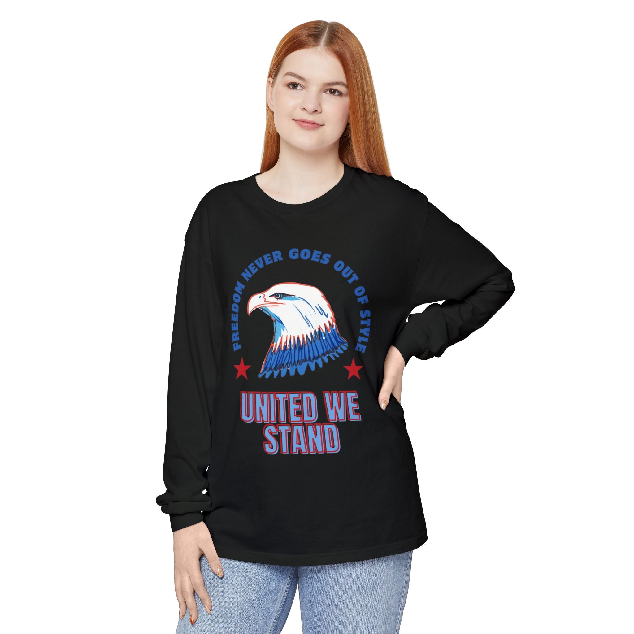 Patriotic Long Sleeve T-Shirt Perfect for Celebrating Holidays, Independence Days