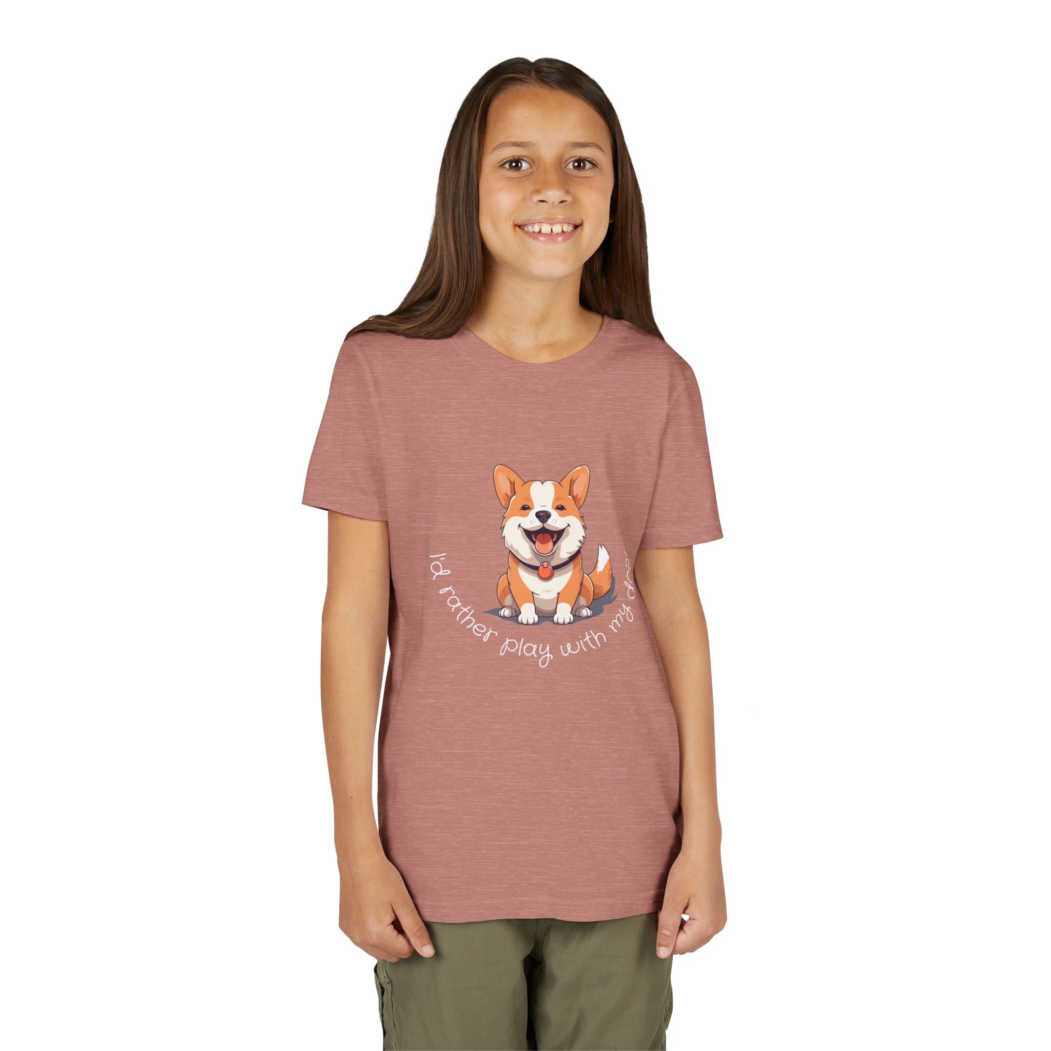 Youth Dog Lover Tee, Kids Corgi Shirt, Playful Dog T-Shirt, Pet Lover Gift, Children's Animal Apparel