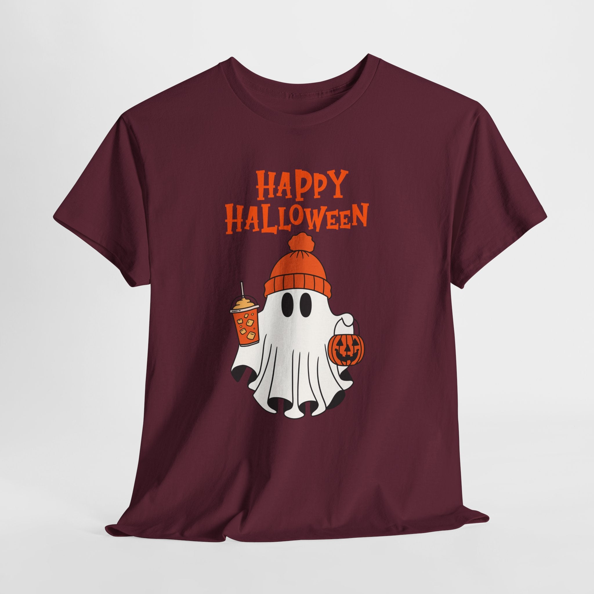 Happy Halloween Ghost Tee, Unisex Cotton T-Shirt, Halloween Apparel, Fall Fashion, Cute Halloween Gift, Ghost Tee