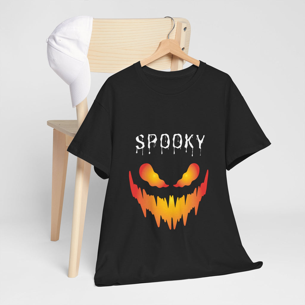 Spooky Unisex Heavy Cotton Tee - Halloween Shirt, Goth Fashion, Casual Wear, Festival Tee, Gift for Horror Fans