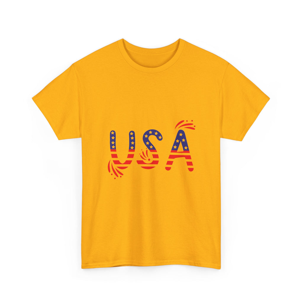 Patriotic USA Tee - Unisex Heavy Cotton T-Shirt for Independence Day, Barbecues, Festivals, Casual Wear, Gift