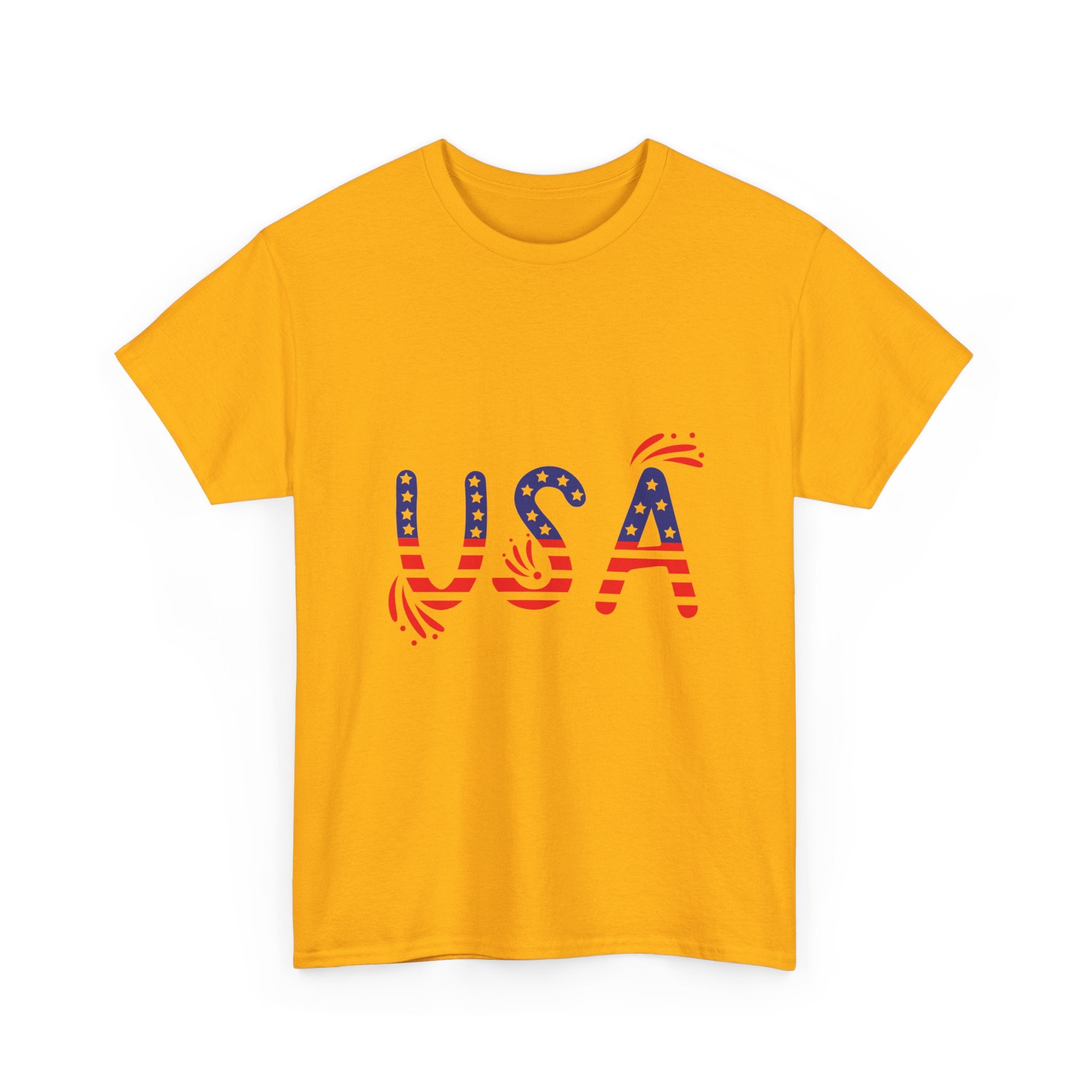 Patriotic USA Tee - Unisex Heavy Cotton T-Shirt for Independence Day, Barbecues, Festivals, Casual Wear, Gift