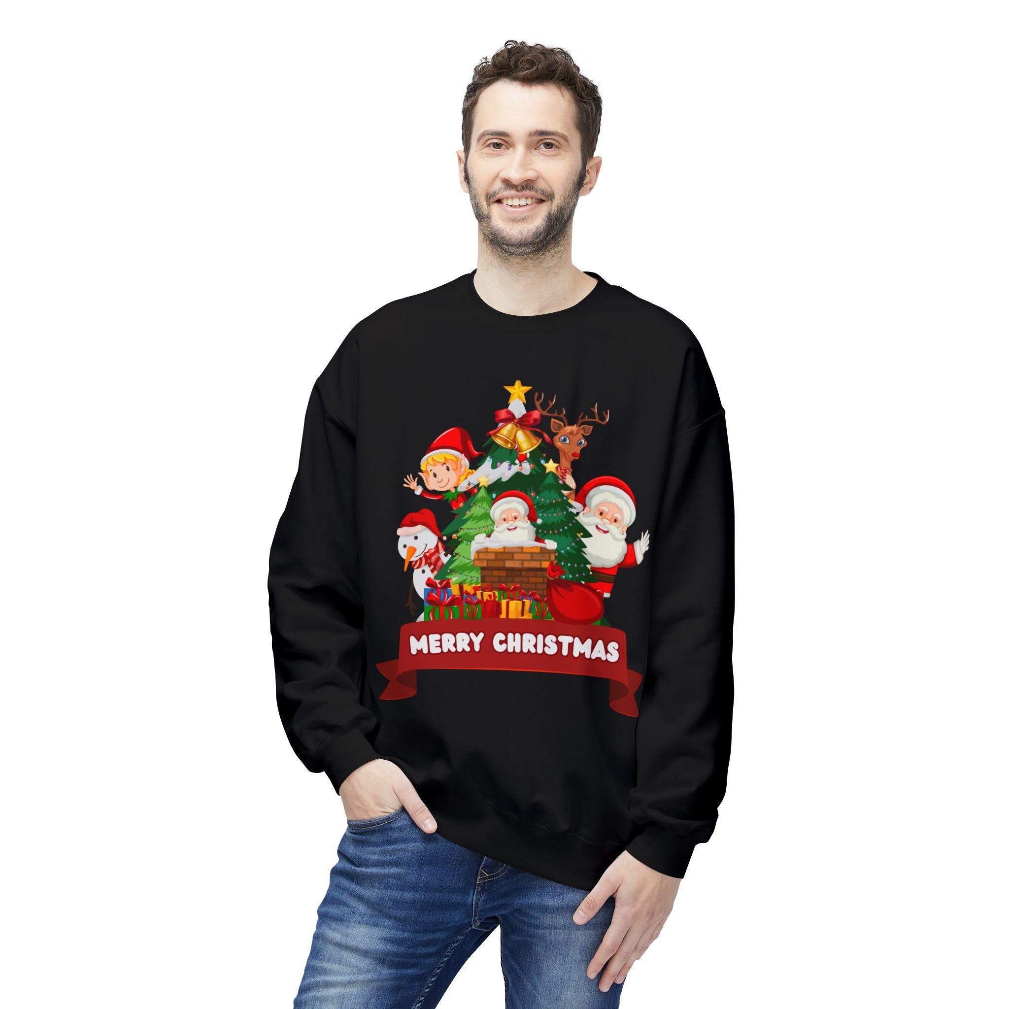 Festive Christmas Sweatshirt, Cozy Holiday Crewneck, Merry Christmas Gift, Family Matching Sweatshirt, Winter Apparel, Santa Design