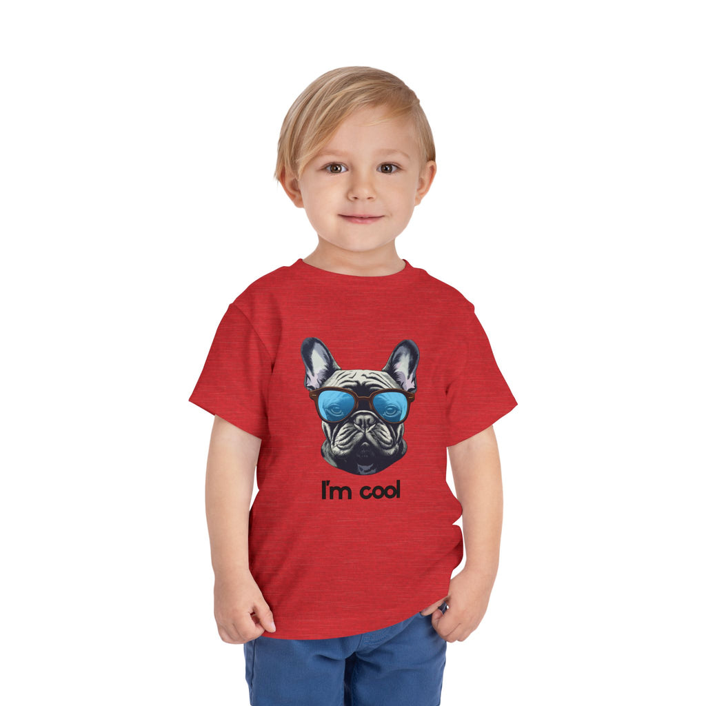 Cool French Bulldog Toddler Tee, I'm Cool Shirt, Kids Summer Tee, Pet Lover Gift, Cute Toddler Outfit