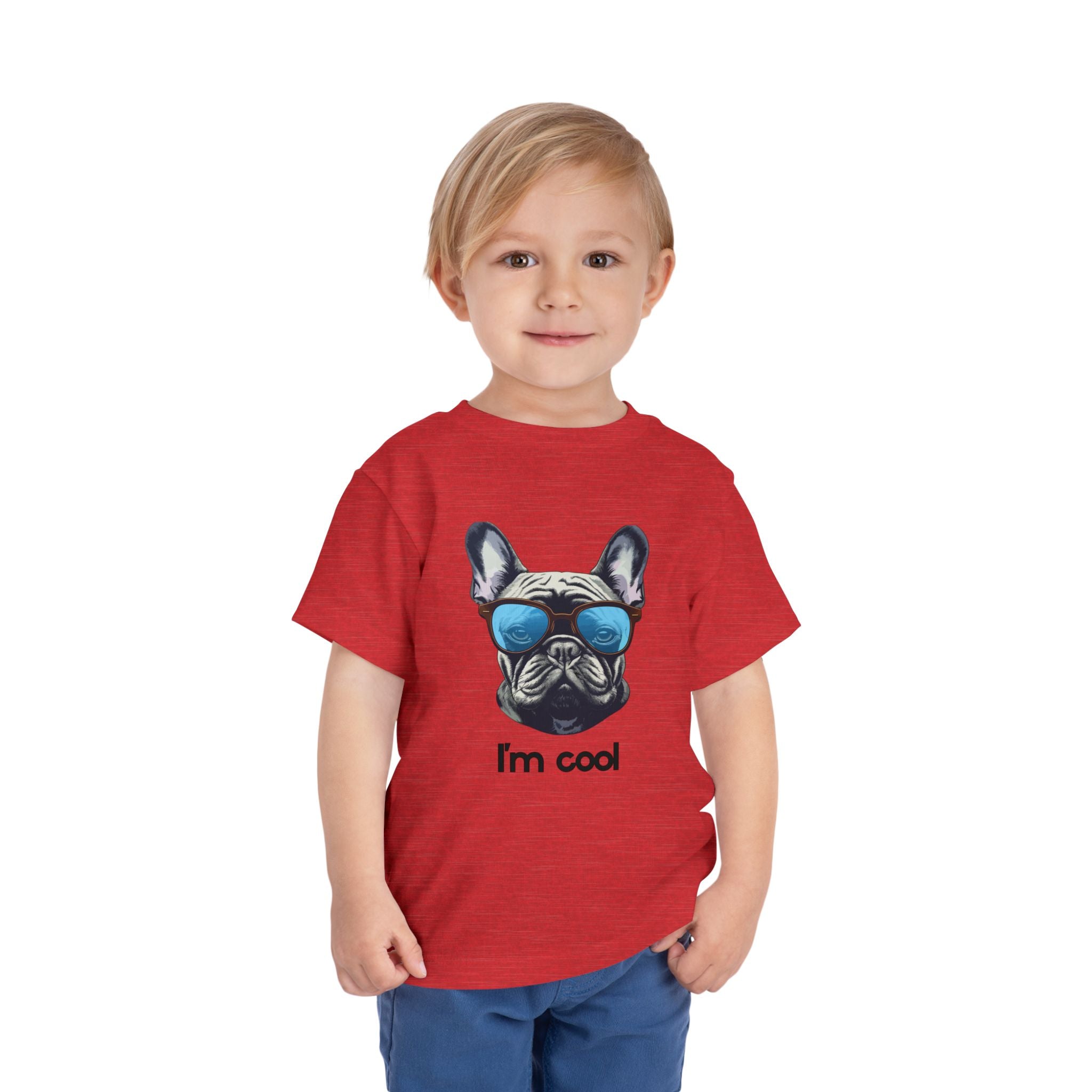 Cool French Bulldog Toddler Tee, I'm Cool Shirt, Kids Summer Tee, Pet Lover Gift, Cute Toddler Outfit