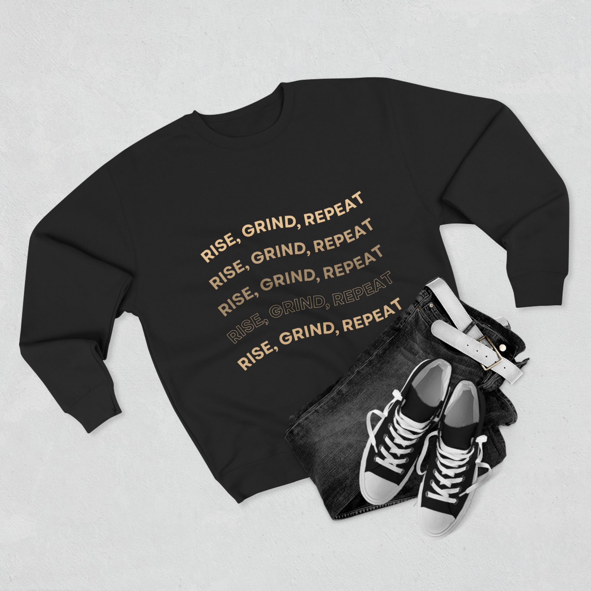 Rise, Grind, Repeat Sweatshirt | Cozy Motivational Crewneck | Perfect for Gym Lovers, Athletes, Gift for Friends, Casual Wear