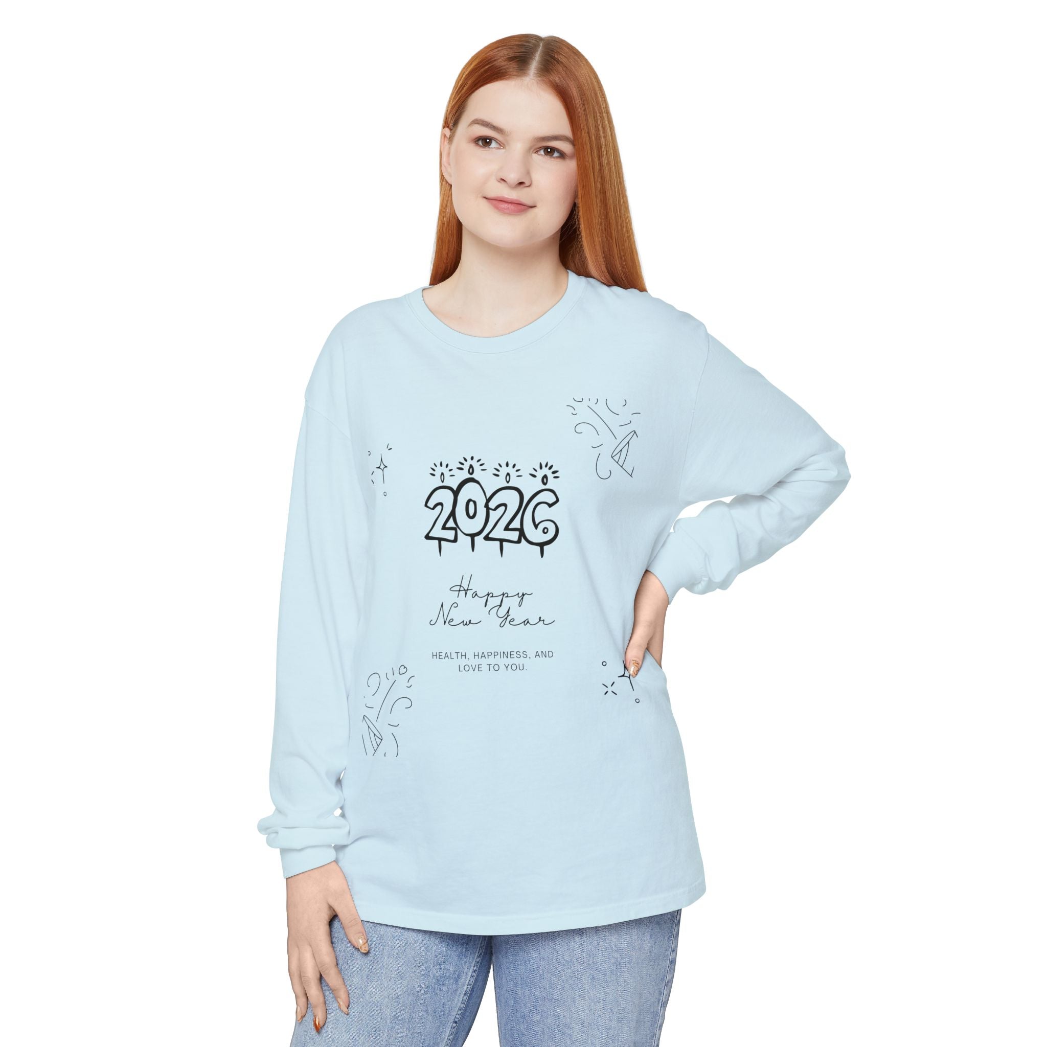 2026 Happy New Year Long Sleeve T-Shirt | Cozy Holiday Top, Unisex Style, Celebration Apparel, Gift for Him/Her, Festive Fashion