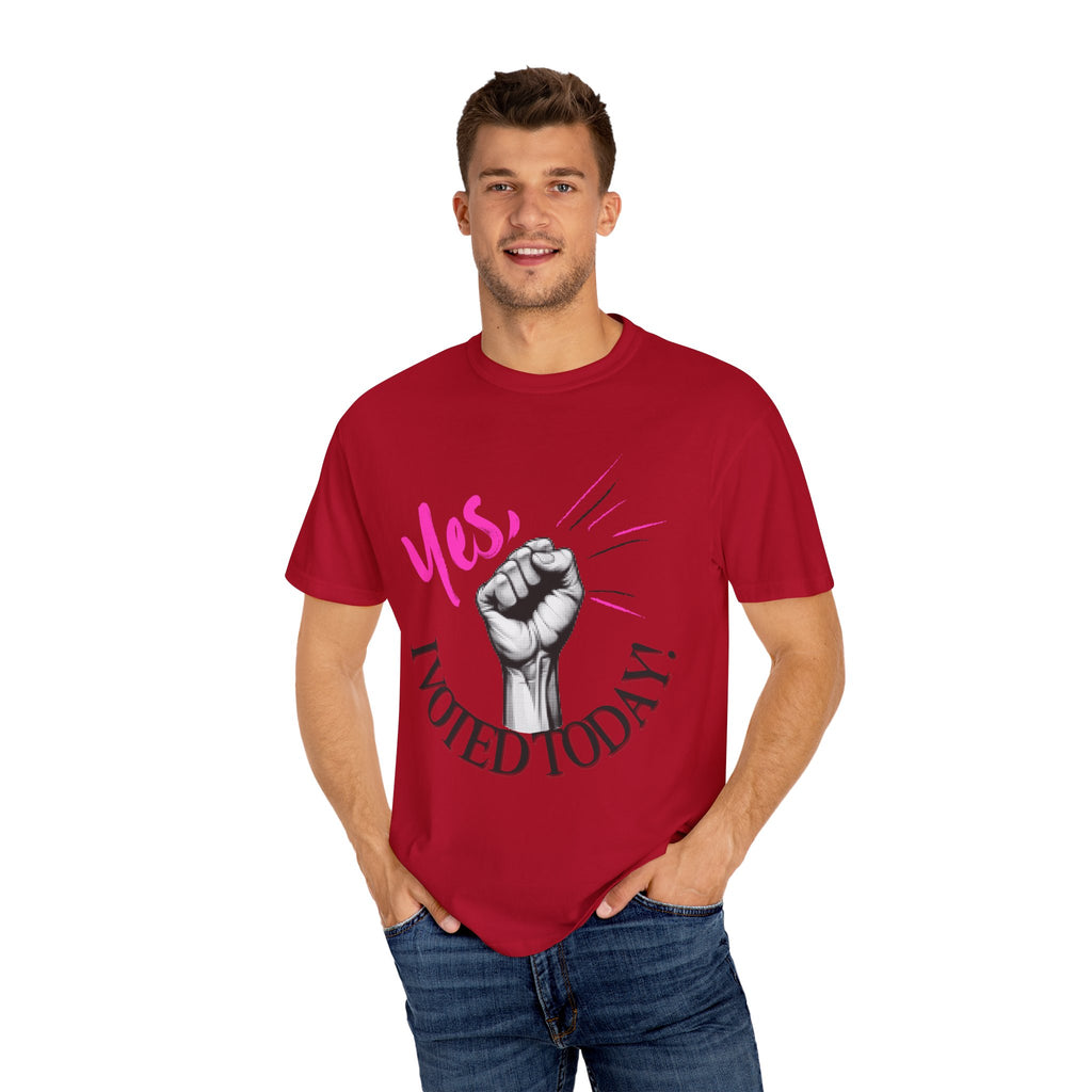 Empowering Voting T-shirt, Yes I Voted Today Tee, Unisex Garment-Dyed Shirt, Election Day Apparel, Civic Engagement Top