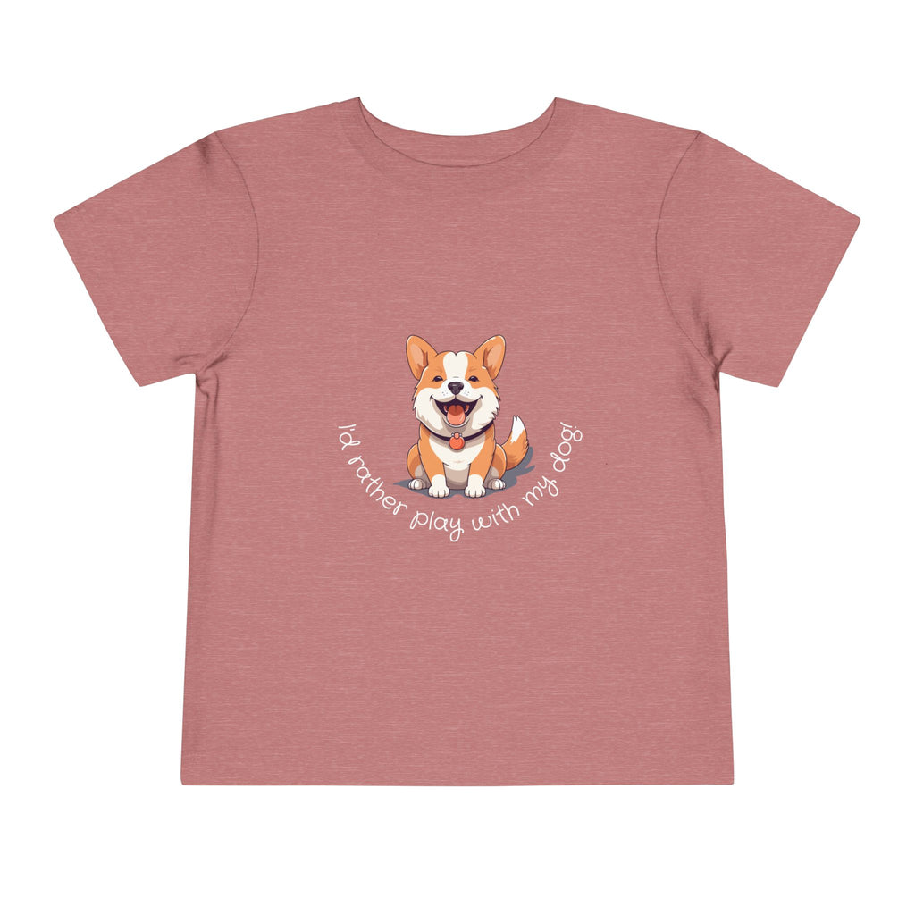 Cute Dog Lover Toddler Tee, I'd Rather Play with My Dog, Perfect for Dog Lovers, Birthday, Gift for Kids, Everyday Wear