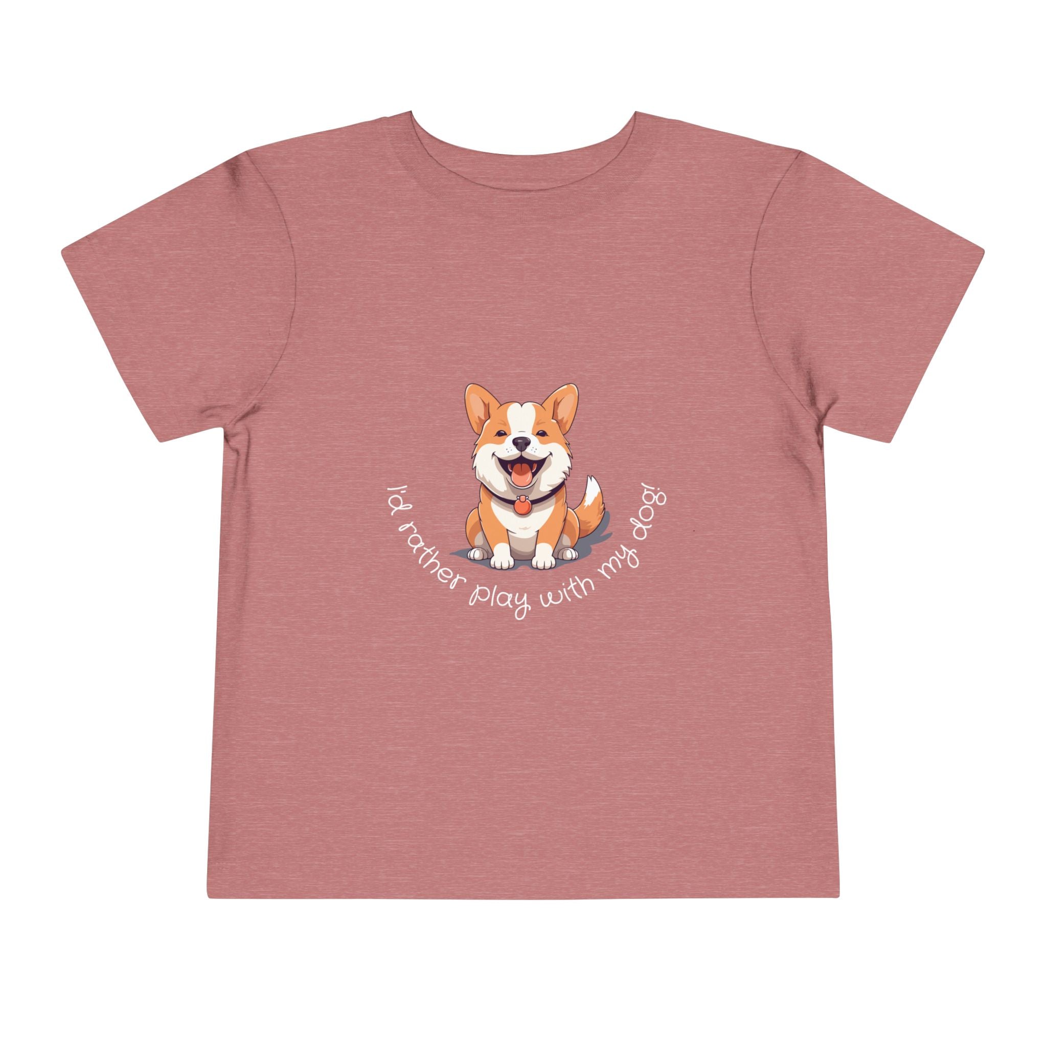Cute Dog Lover Toddler Tee, I'd Rather Play with My Dog, Perfect for Dog Lovers, Birthday, Gift for Kids, Everyday Wear