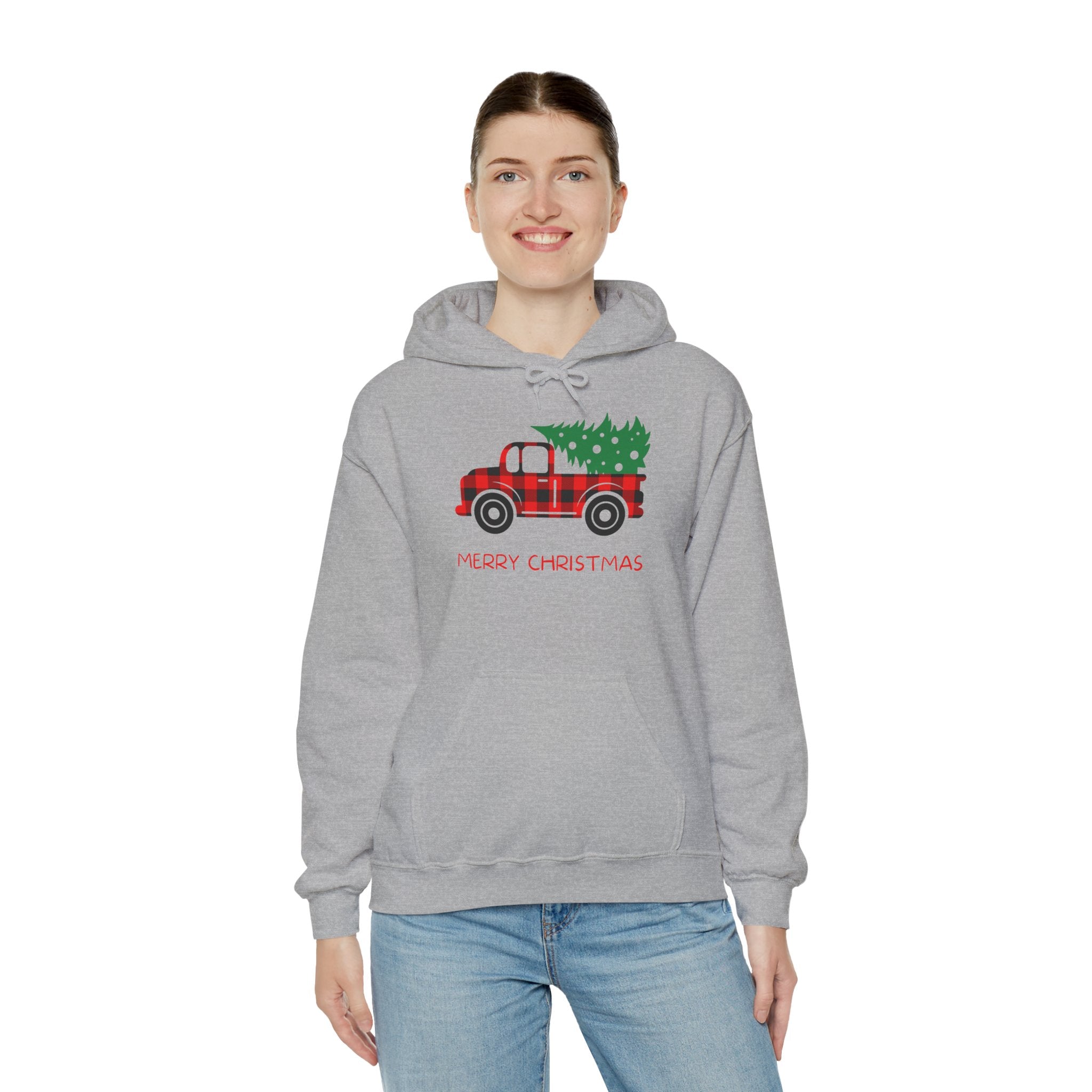 Merry Christmas Truck Hoodie, Festive Sweatshirt, Holiday Gift, Cozy Winter Apparel, Unisex Christmas Wear