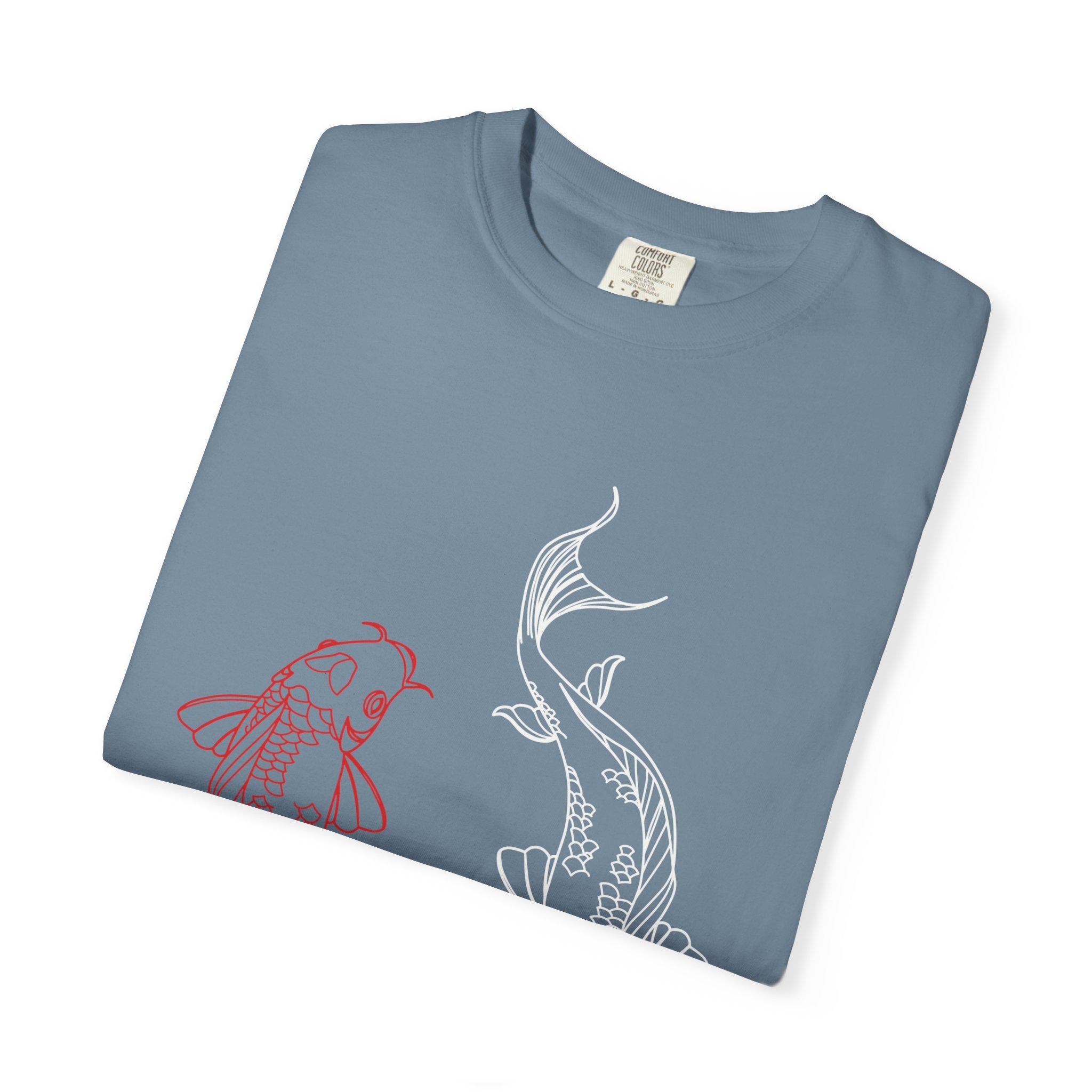 Koi Fish Garment-Dyed T-shirt, Unisex Tee, Casual Wear, Nature Lover Gift, Birthday Present, Relaxed Fit T-Shirt