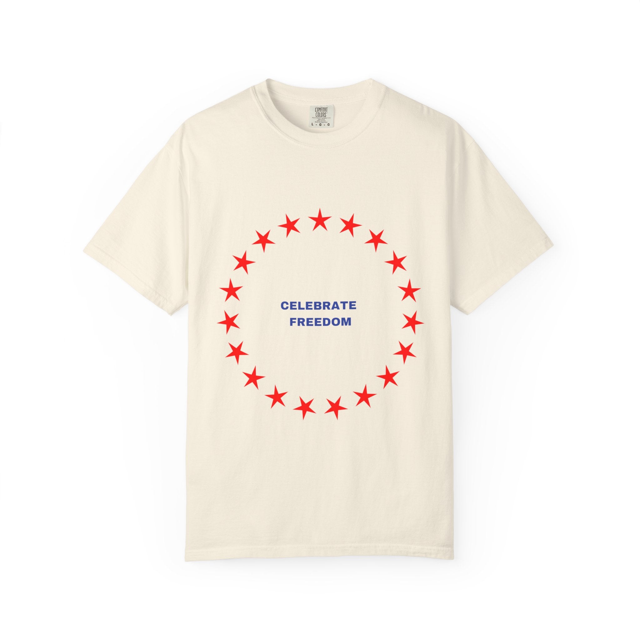 Celebrate Freedom Garment-Dyed T-shirt, Unisex Tee, Casual Wear, Patriotic Gift, July 4th, Comfortable Fashion