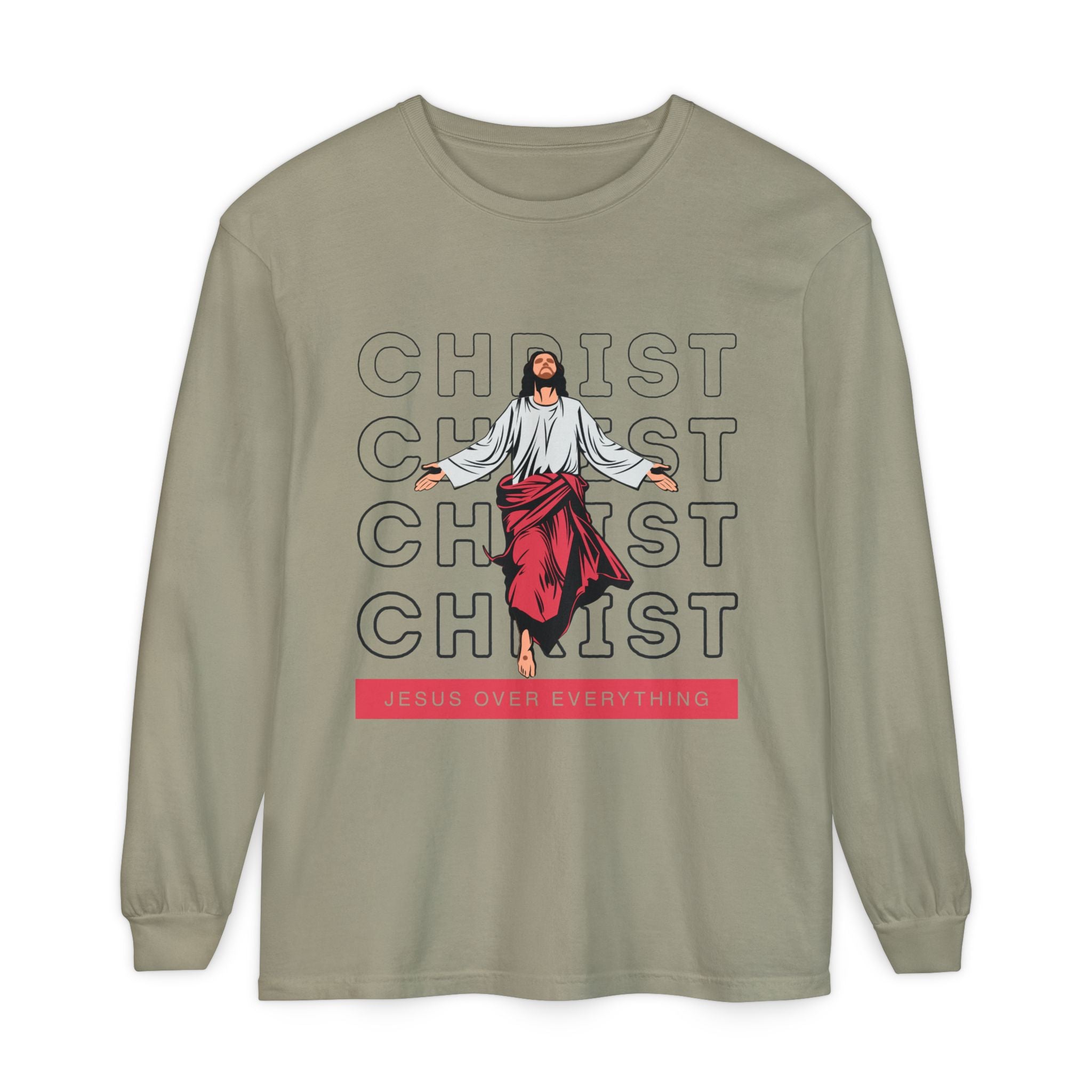 Unisex Long Sleeve T-Shirt - Jesus Over Everything, Christian Apparel, Faith-Based Gift, Spiritual Wear, Gospel Fashion