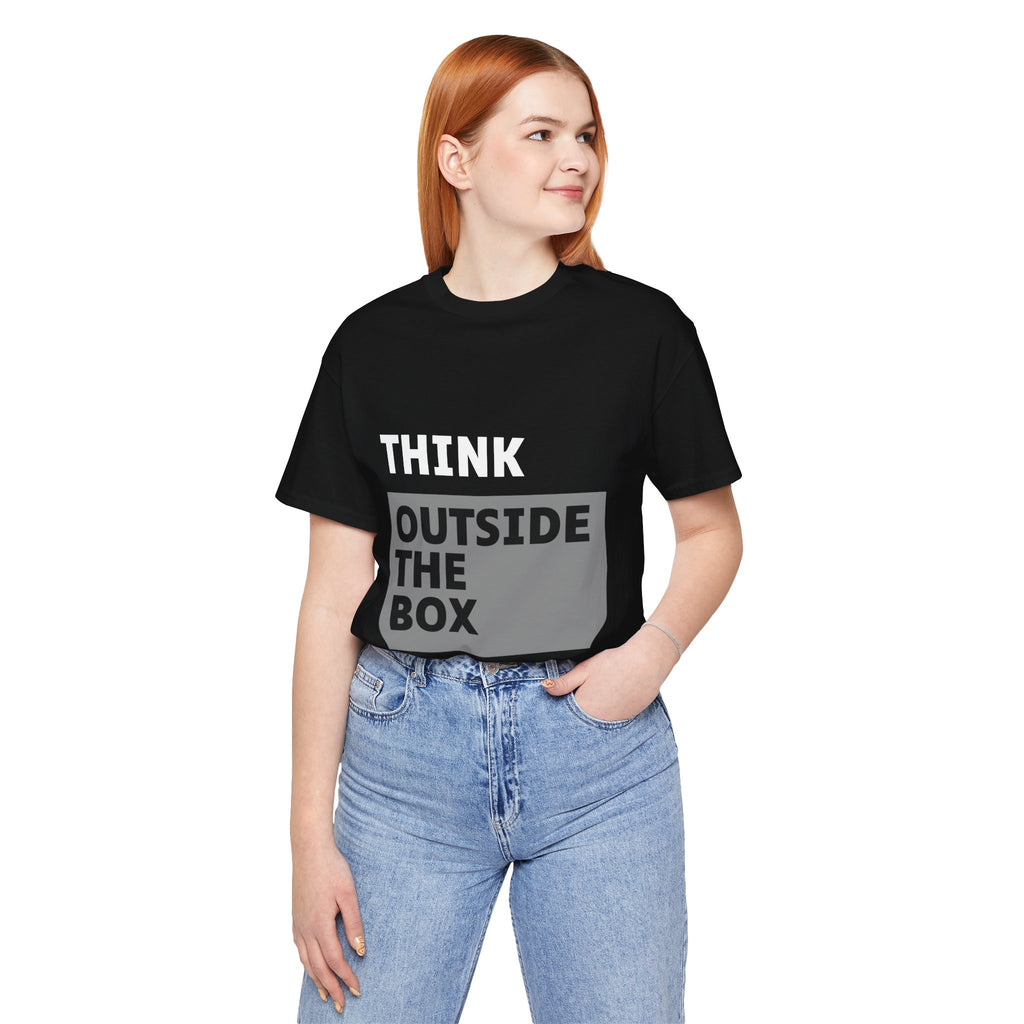 Think Outside the Box Unisex Tee, Short Sleeve T-shirt, Unique Design Shirt, Creative Tee, Unisex Graphic Tee