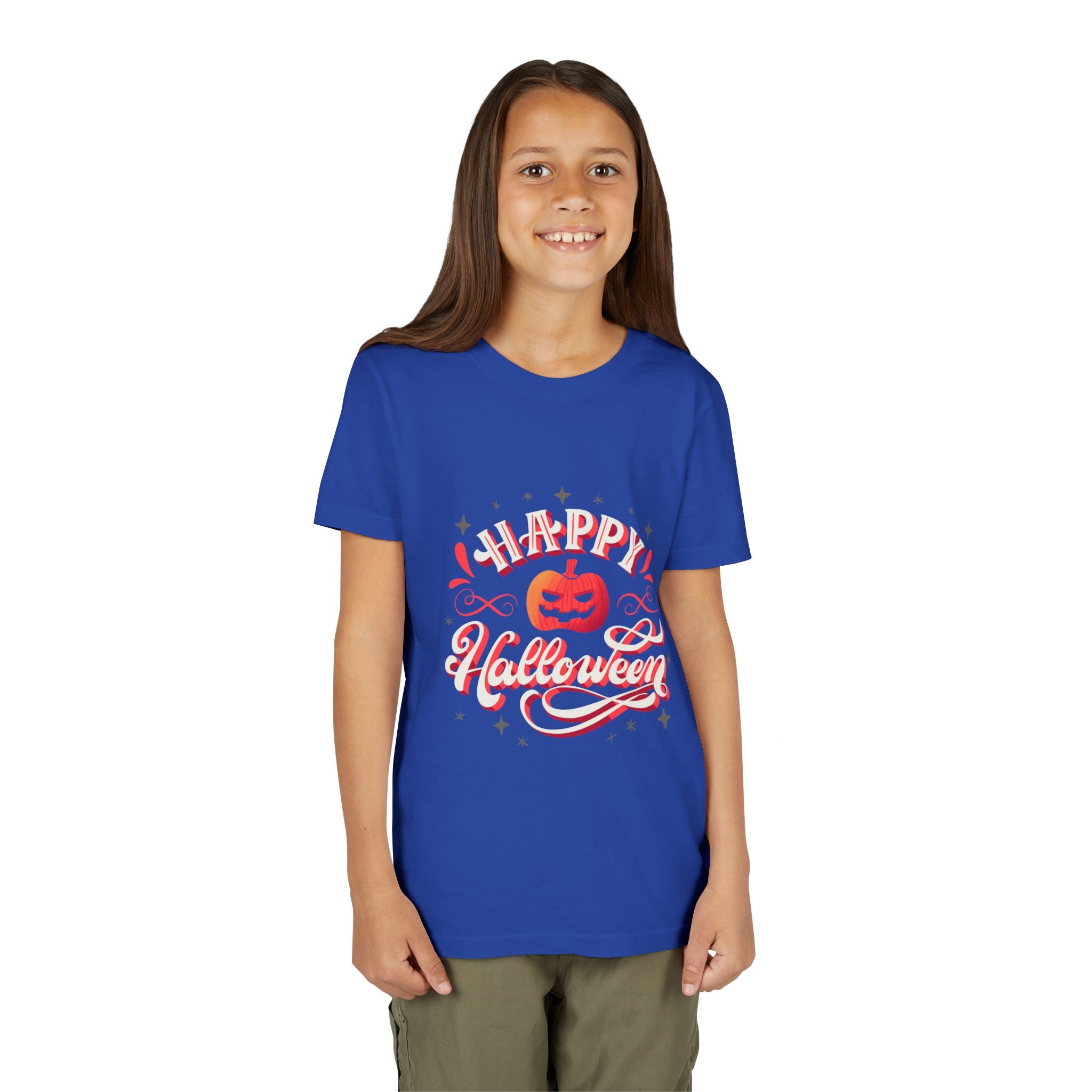 Halloween Youth Short Sleeve Tee, Kids Halloween T-Shirt, Pumpkin Graphic Tee, Spooky Season Clothes, Trick or Treat Shirt