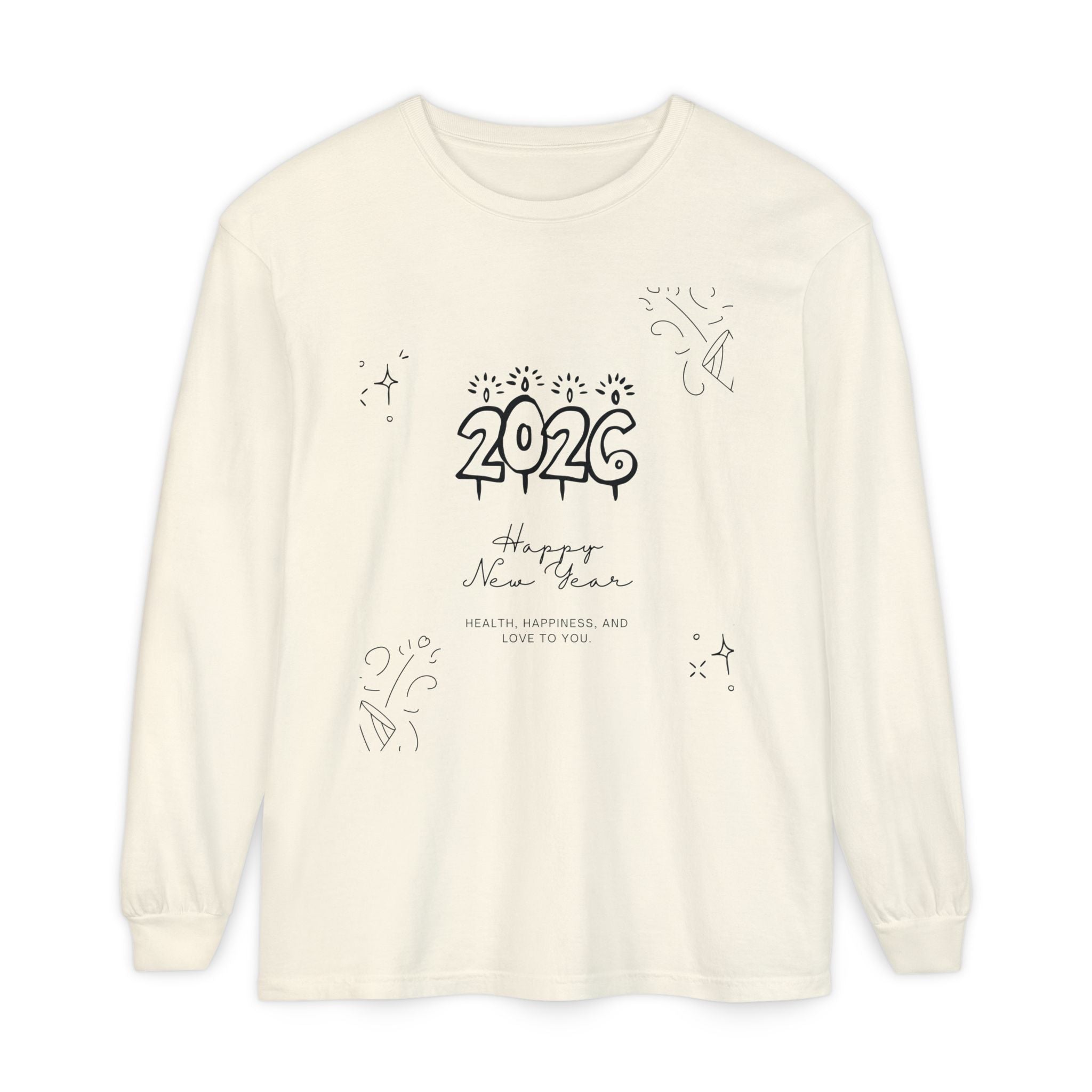2026 Happy New Year Long Sleeve T-Shirt | Cozy Holiday Top, Unisex Style, Celebration Apparel, Gift for Him/Her, Festive Fashion