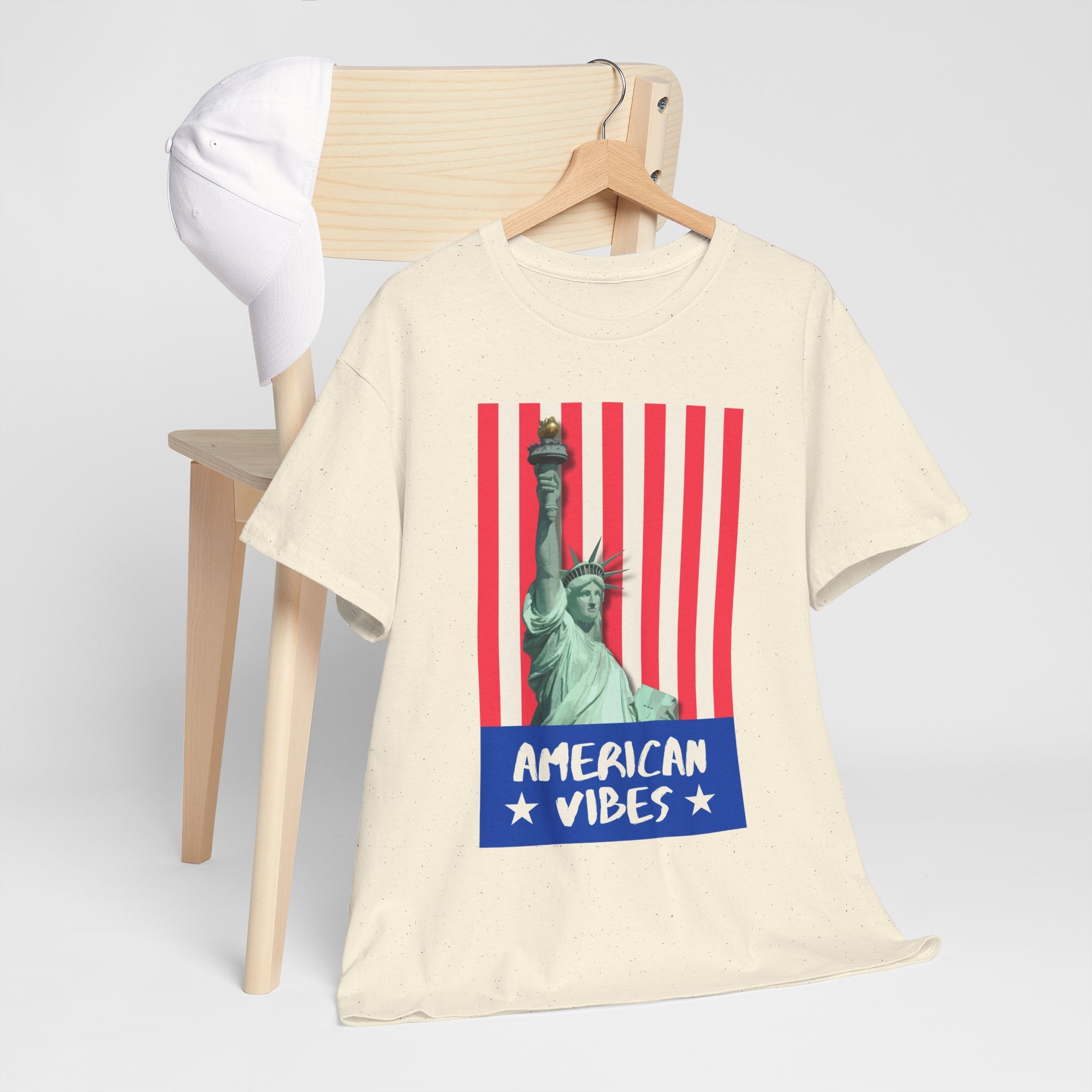 American Vibes Unisex Heavy Cotton Tee, Patriotic Shirt, Gift for Veterans, Independence Day Apparel, Summer Casual Wear