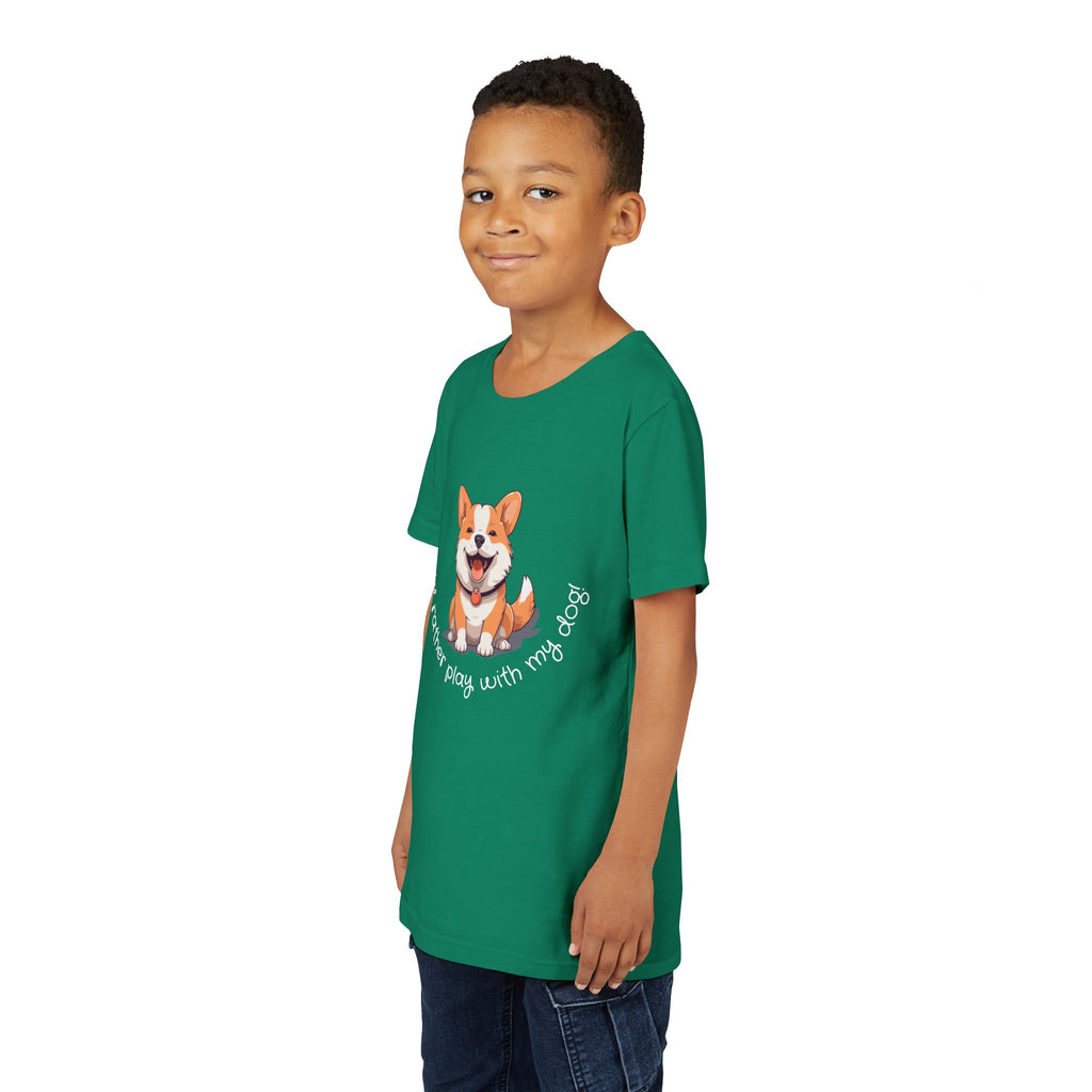 Youth Dog Lover Tee, Kids Corgi Shirt, Playful Dog T-Shirt, Pet Lover Gift, Children's Animal Apparel
